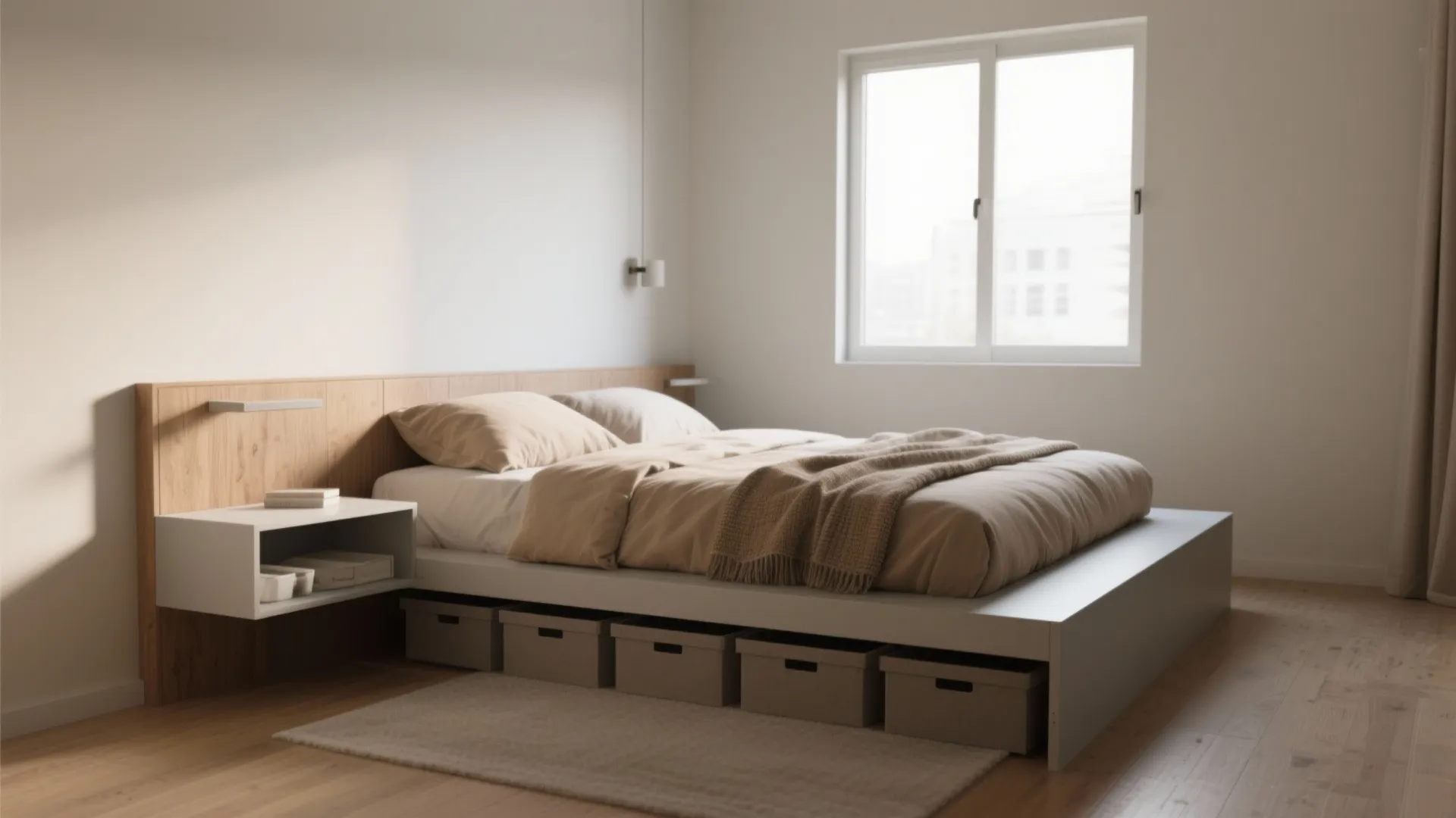 2. Choose a Low-Profile Bed and Elevate Storage
