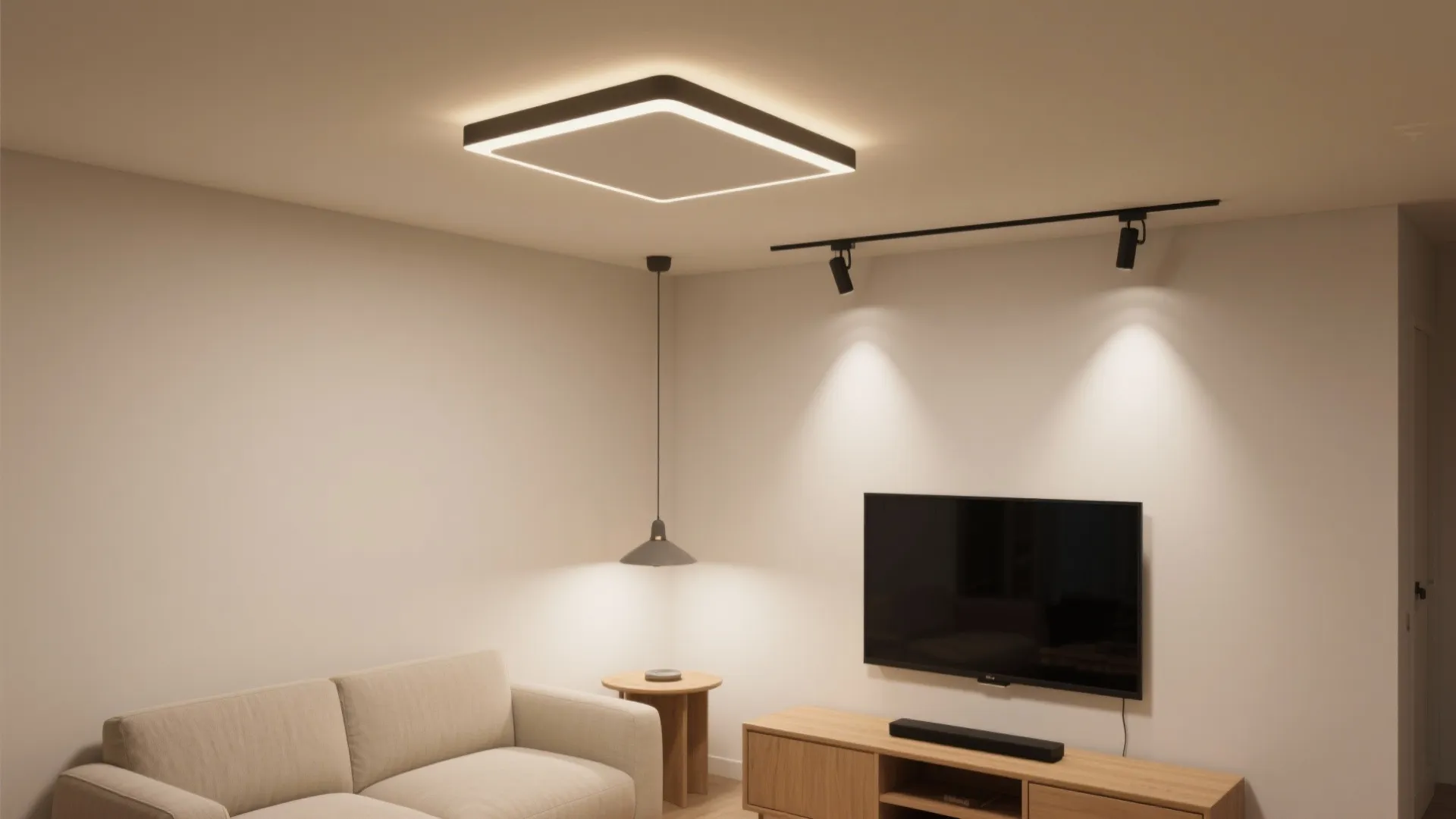 Low-profile ceiling solutions: semi-flush, slim track, and petite pendants