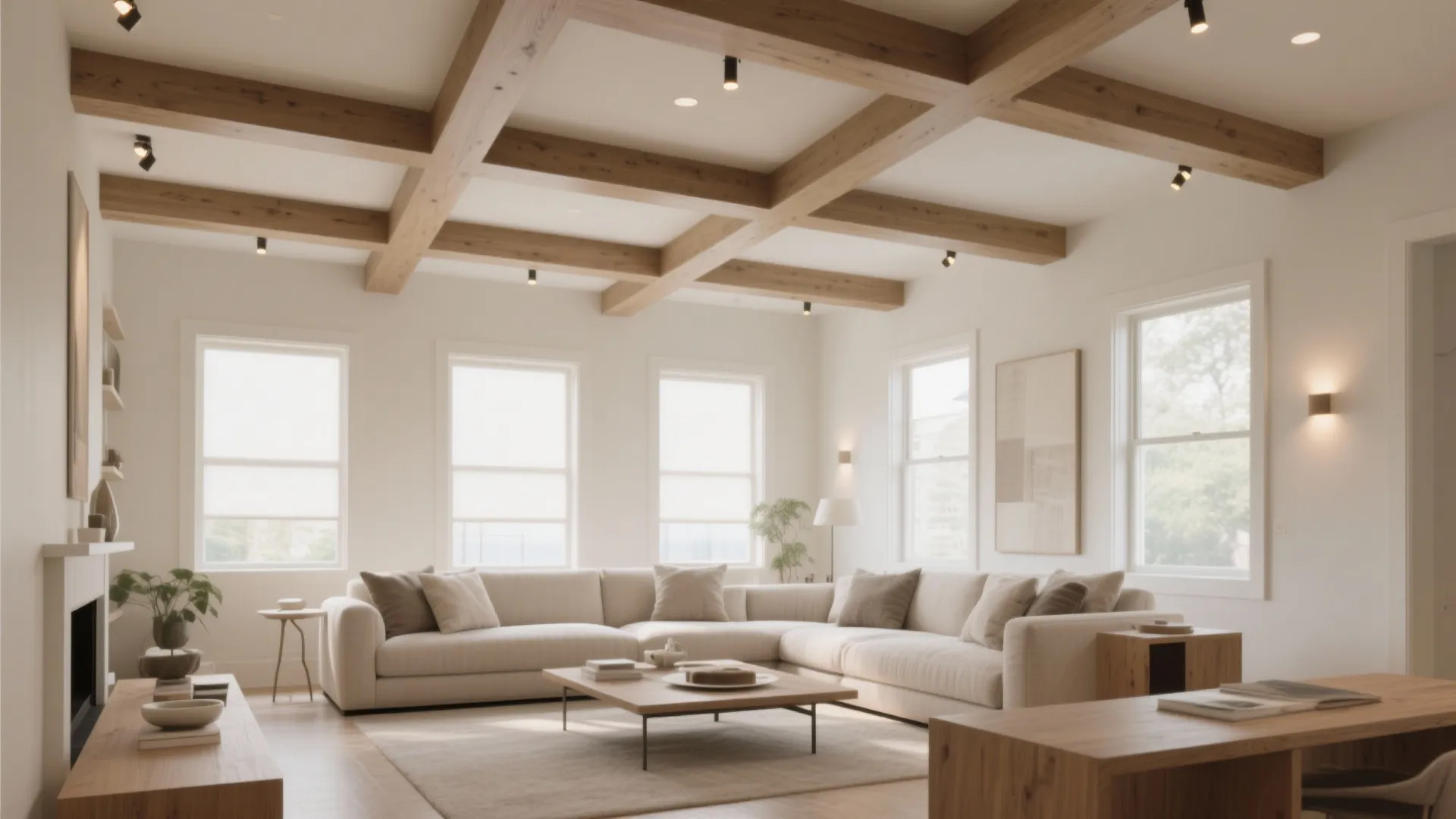 Low-profile coffer or beam accents for definition