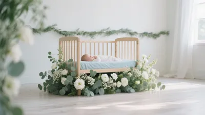 Serene Nursery with Floral Accents and Natural Light