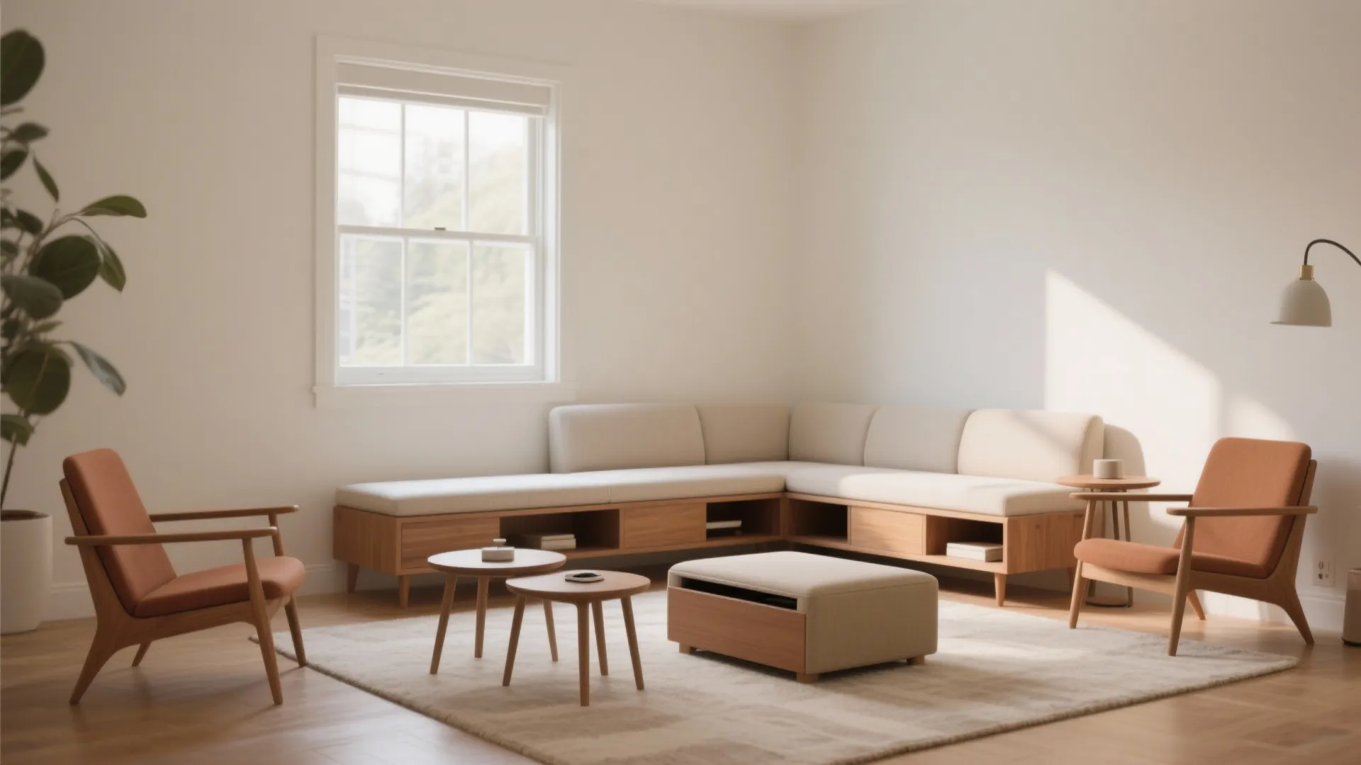 Low-profile, multifunctional furniture