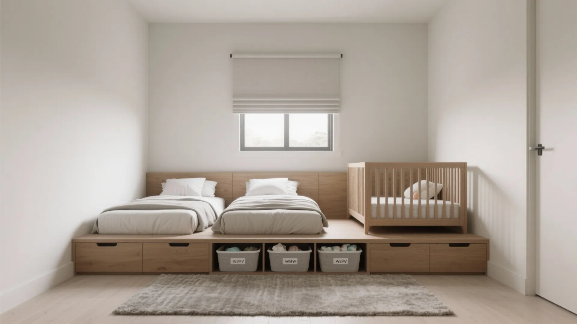 Low-Profile Twin + Mini Crib with Underbed Storage