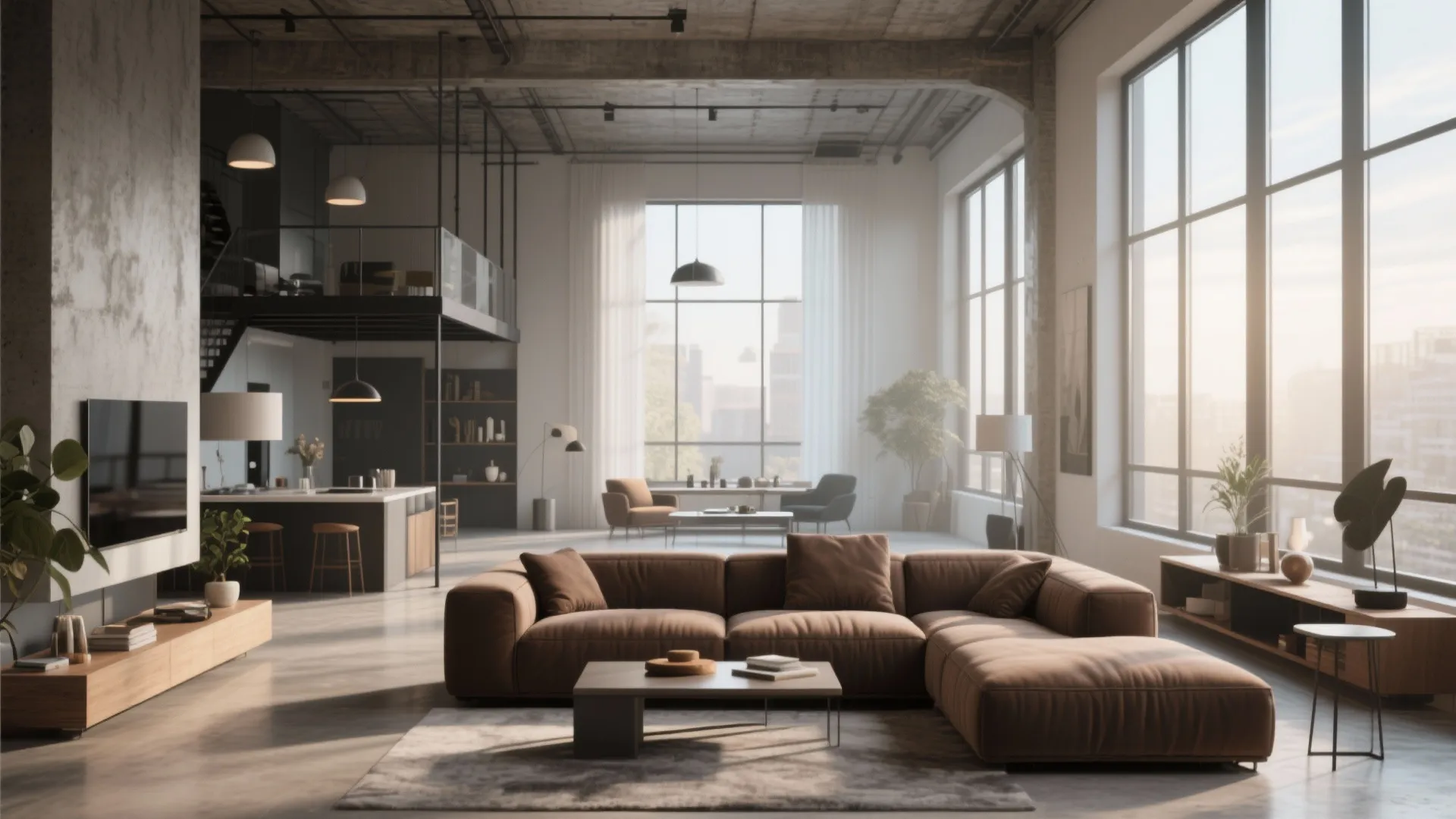 7. Low-Profile Brown Sectional