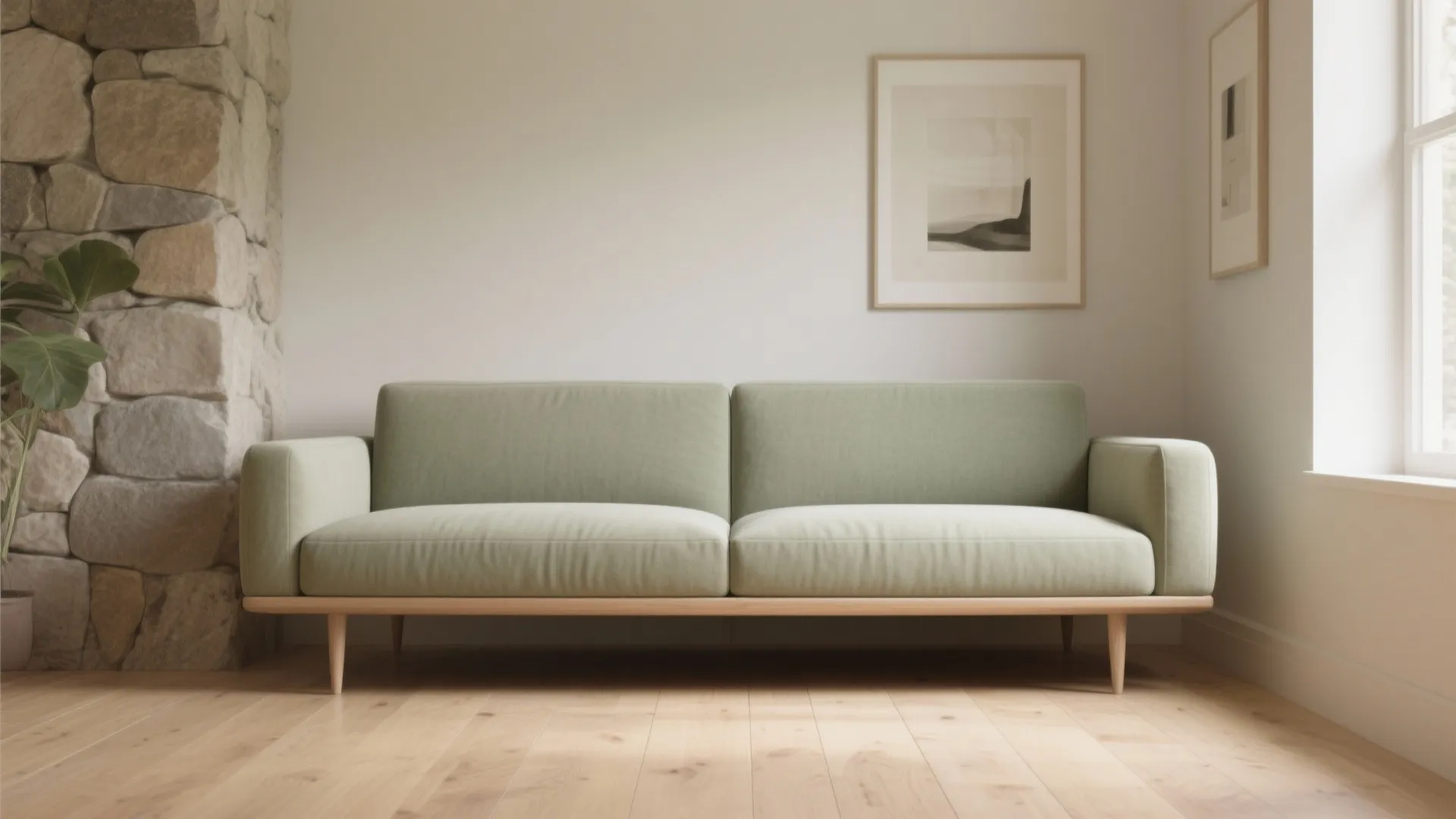 1) Low-profile heft: make a large sofa look lighter