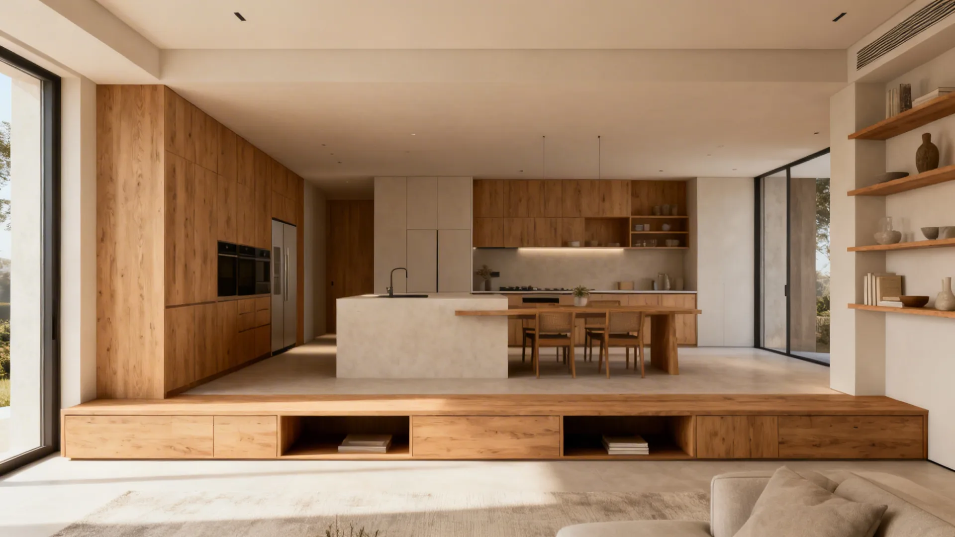 3. Maintain sightlines with low-profile storage