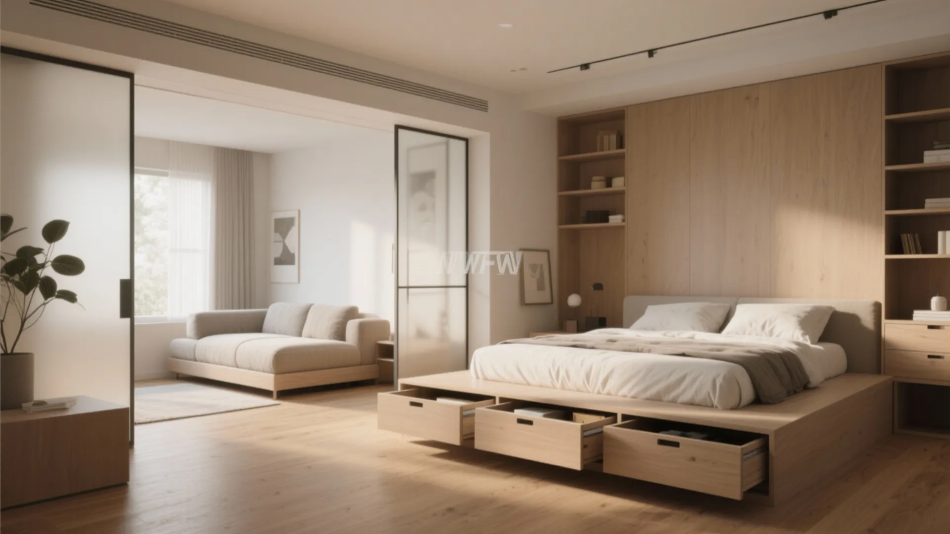 1. Zone with low-profile furniture