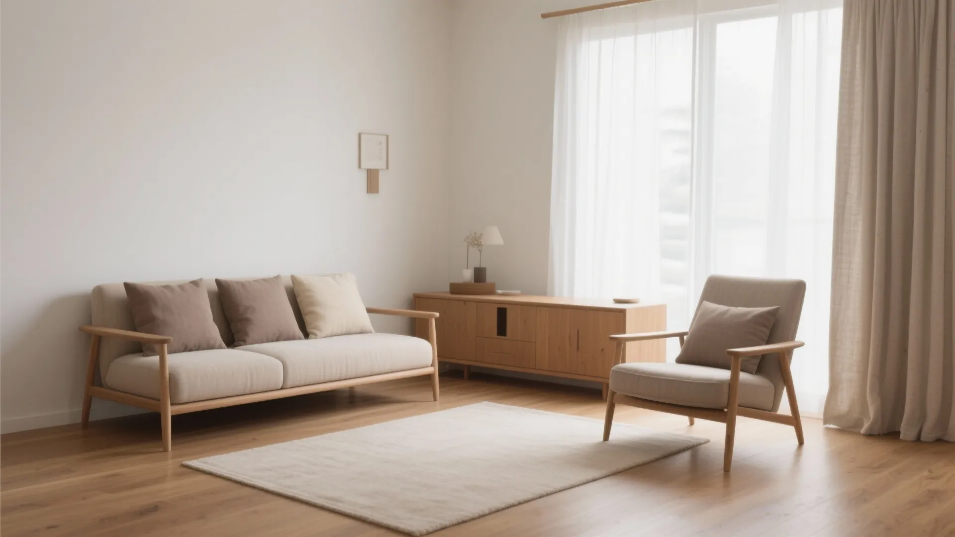 Low-slung seating and a calm palette