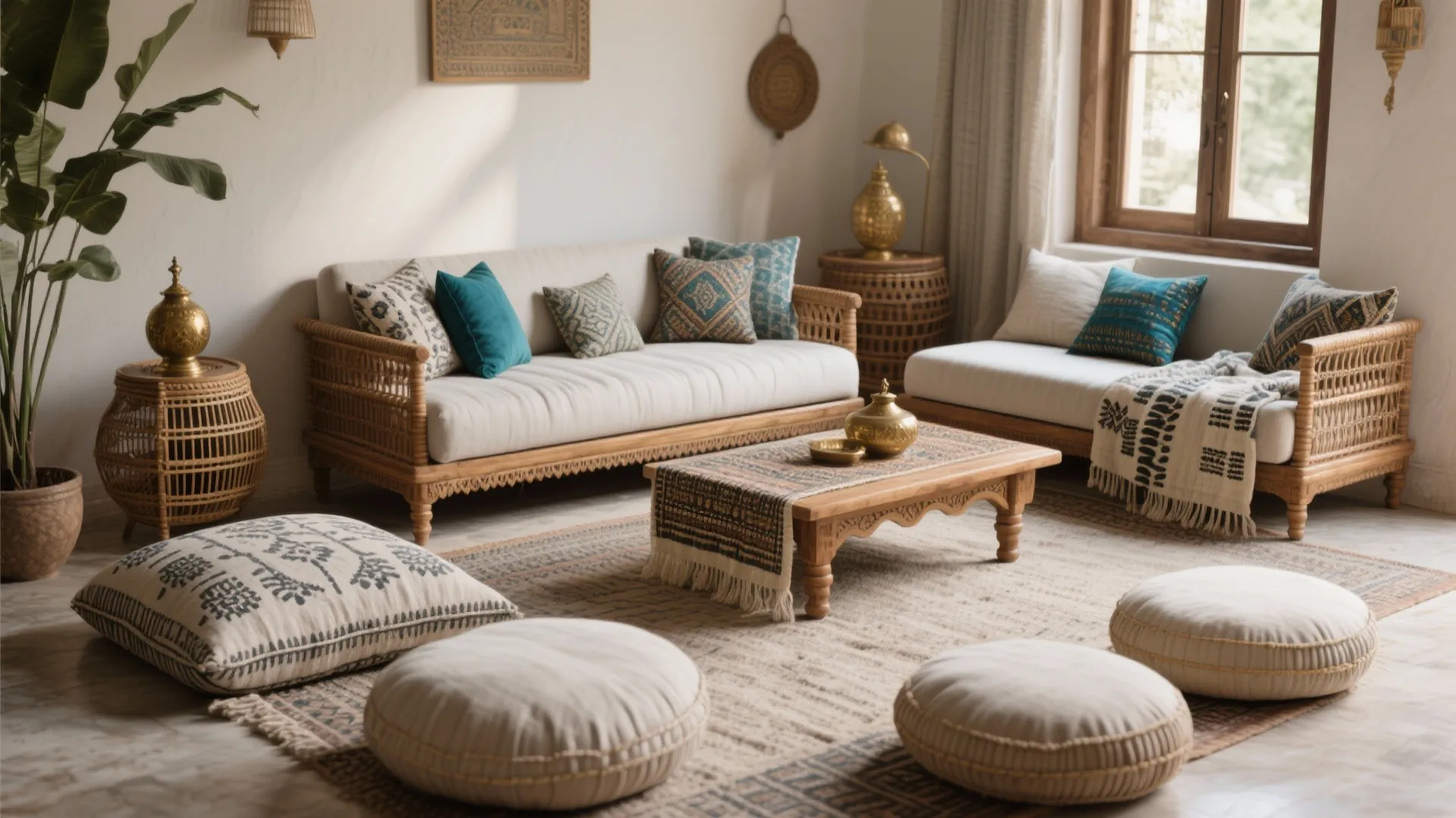 Low seating and layered Indian textiles