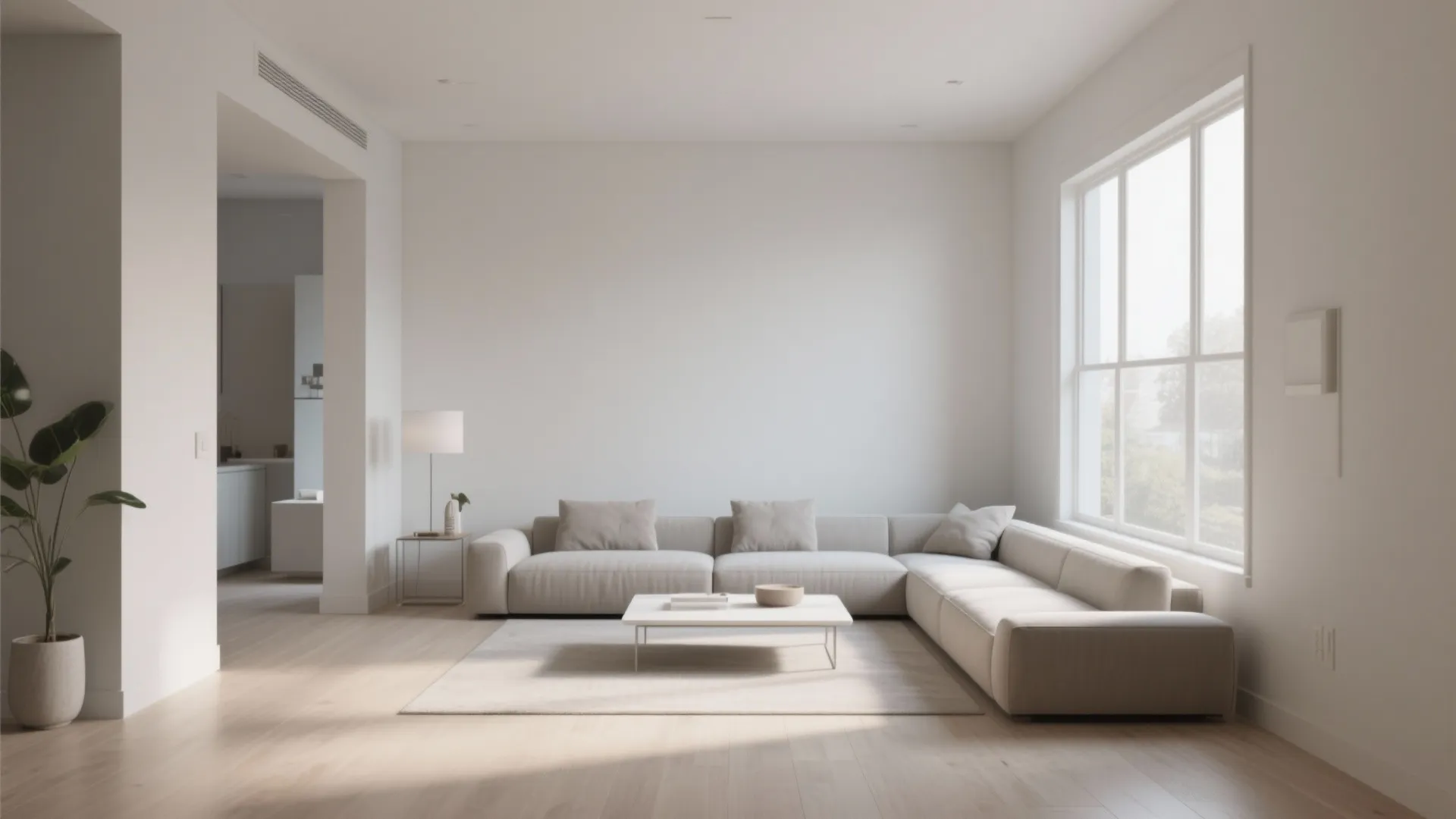 Minimalist living room with low-profile seating and airy feel