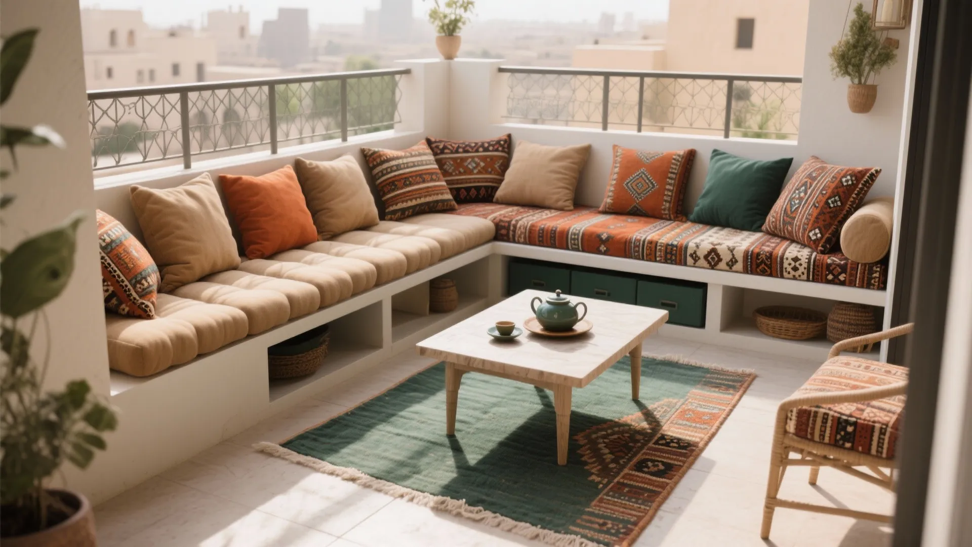 Low seating with plush textiles