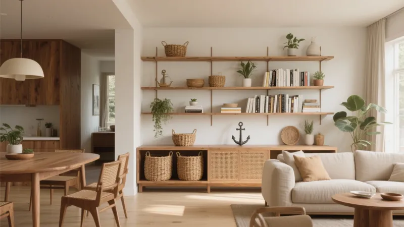 Modern Open Concept Living Room with Coastal Touch