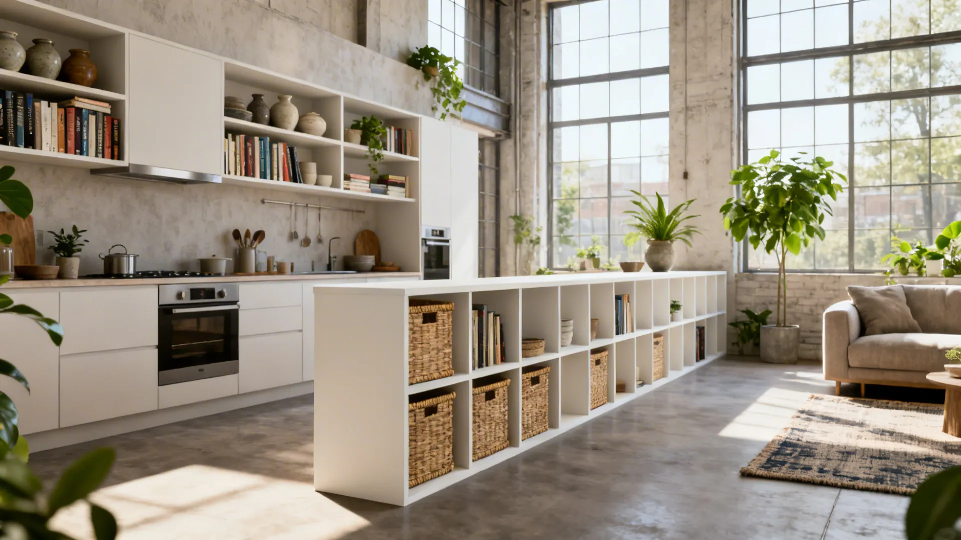 2. Open shelving or low partition shelving