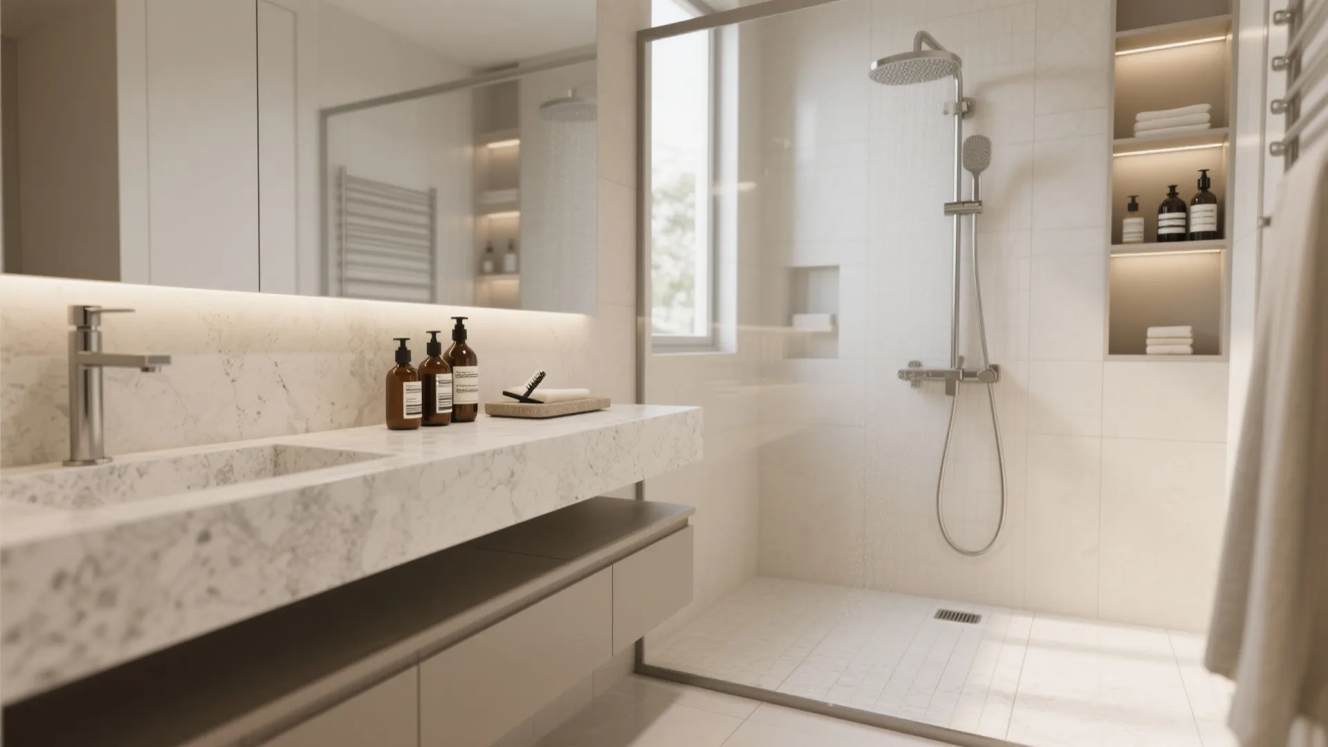 Shower-Ledge Hybrid: The Low, Long Shelf