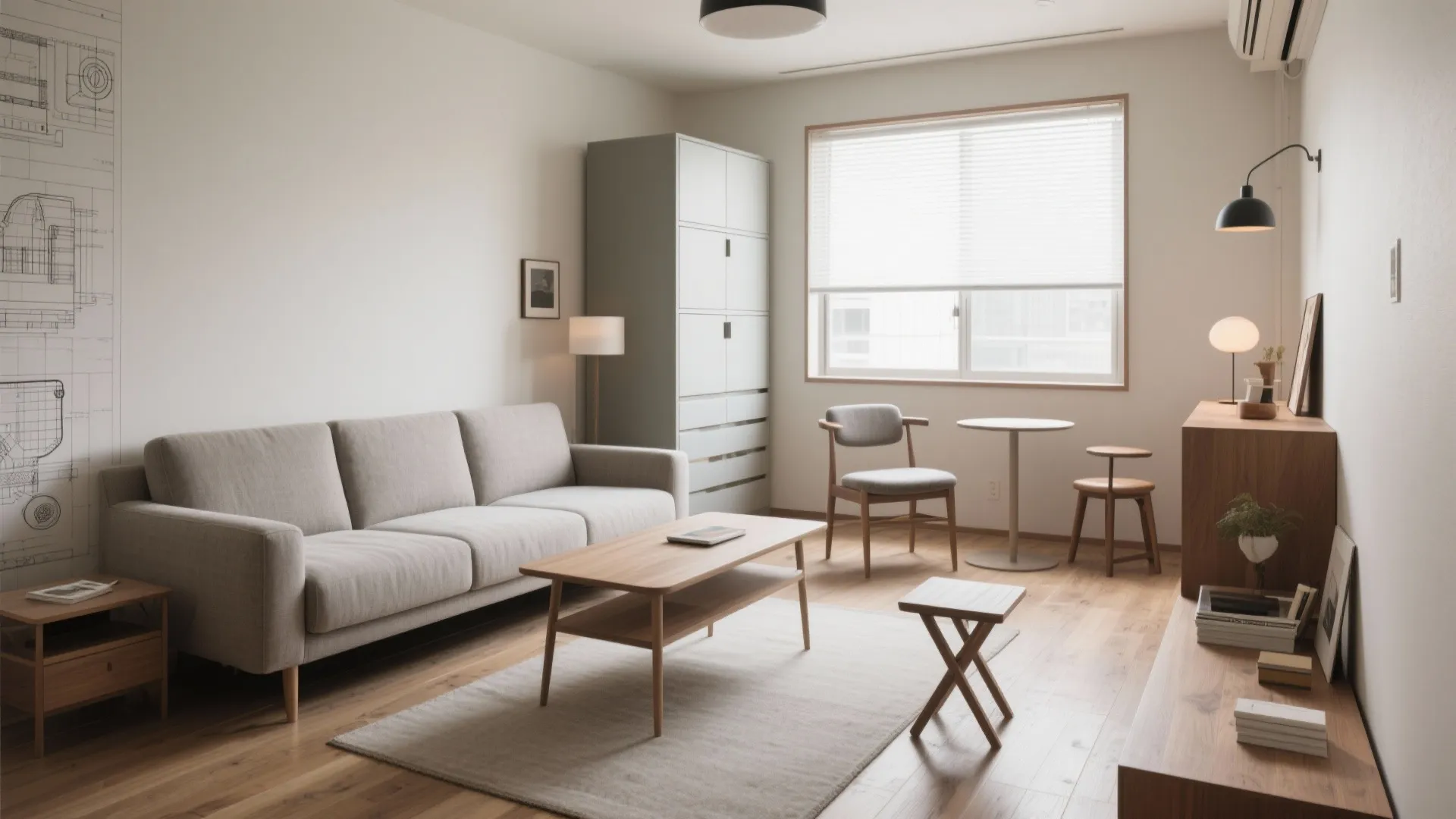 Tips 5: 家具は“脚が細い”“低め”“多用途”を選ぶ（日本都市）