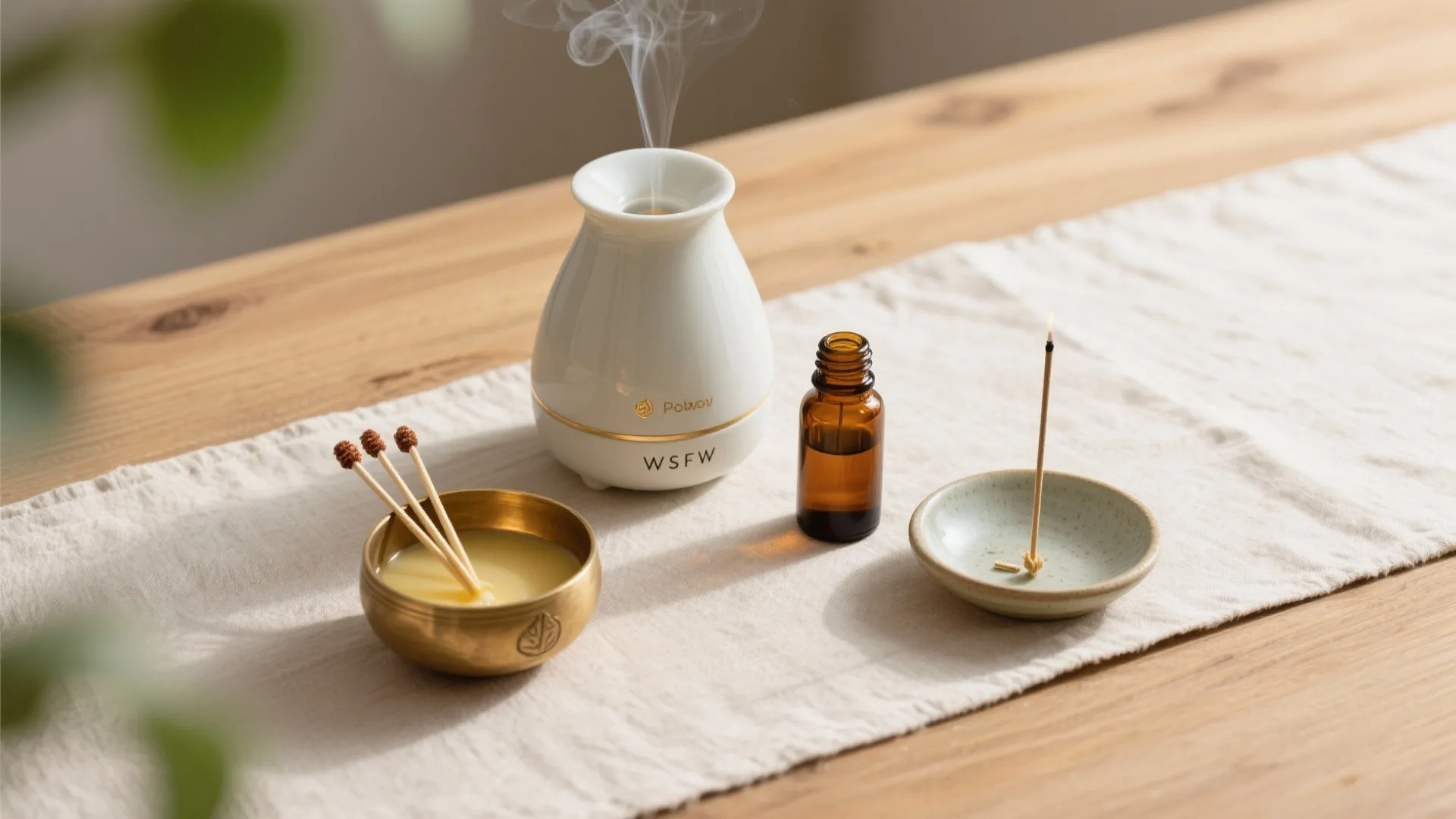 Low-Smoke Fragrance Kit: Ghee Wicks + Essential Oil Diffuser