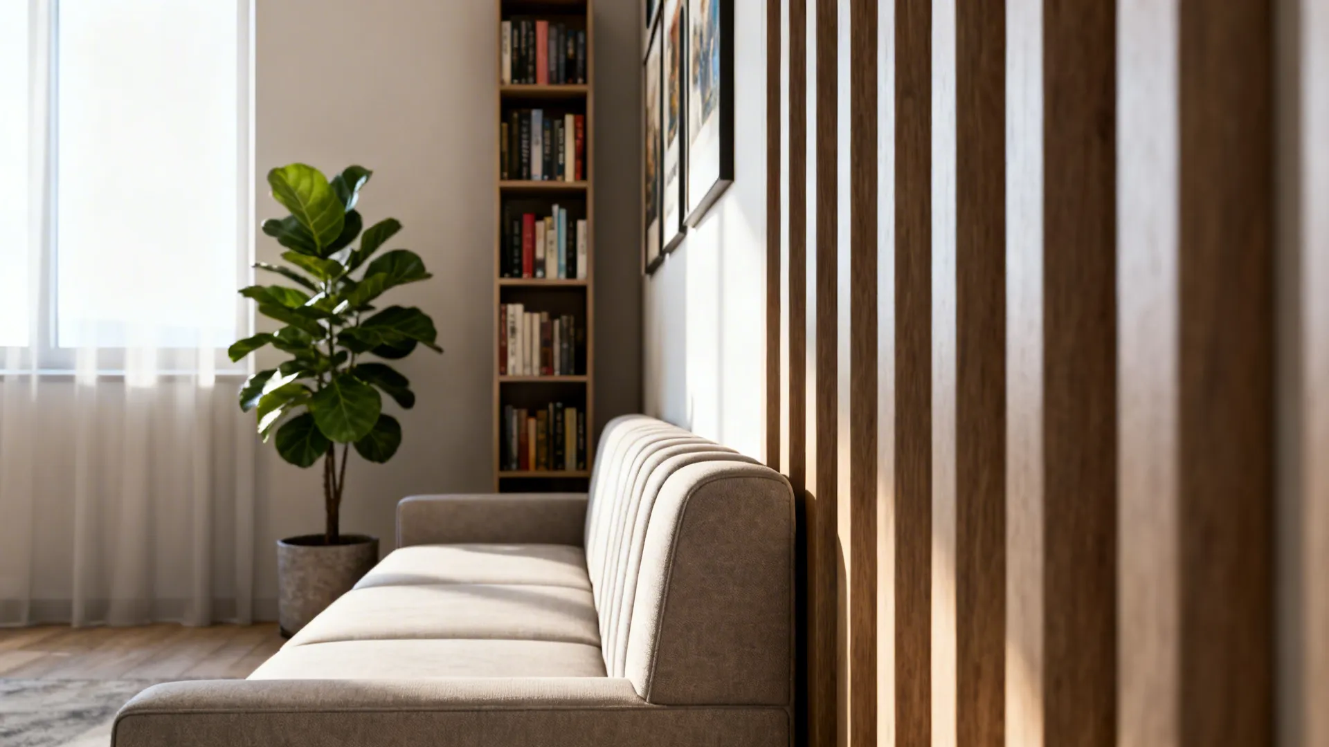 4. Choose a Low-Profile Sofa and Vertical Accents