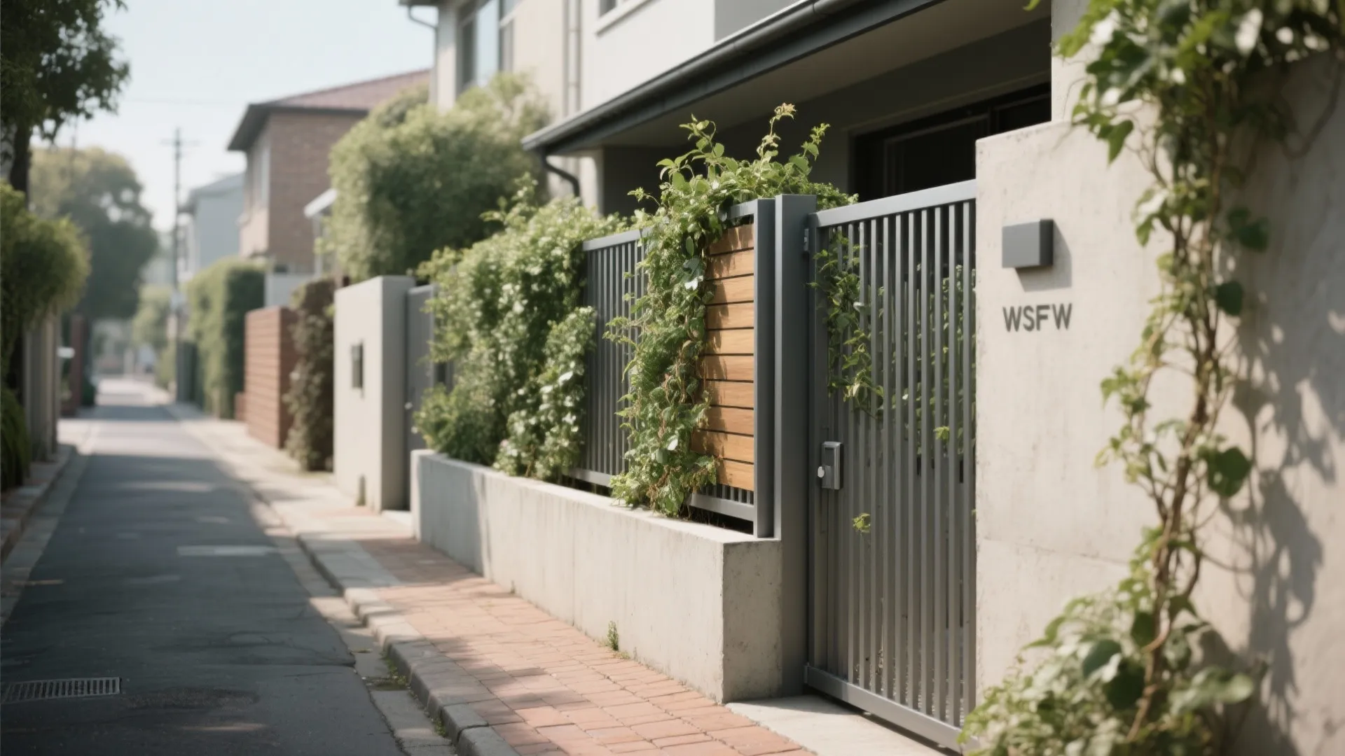 Layered Privacy: Low Wall + Light Gate + Greenery