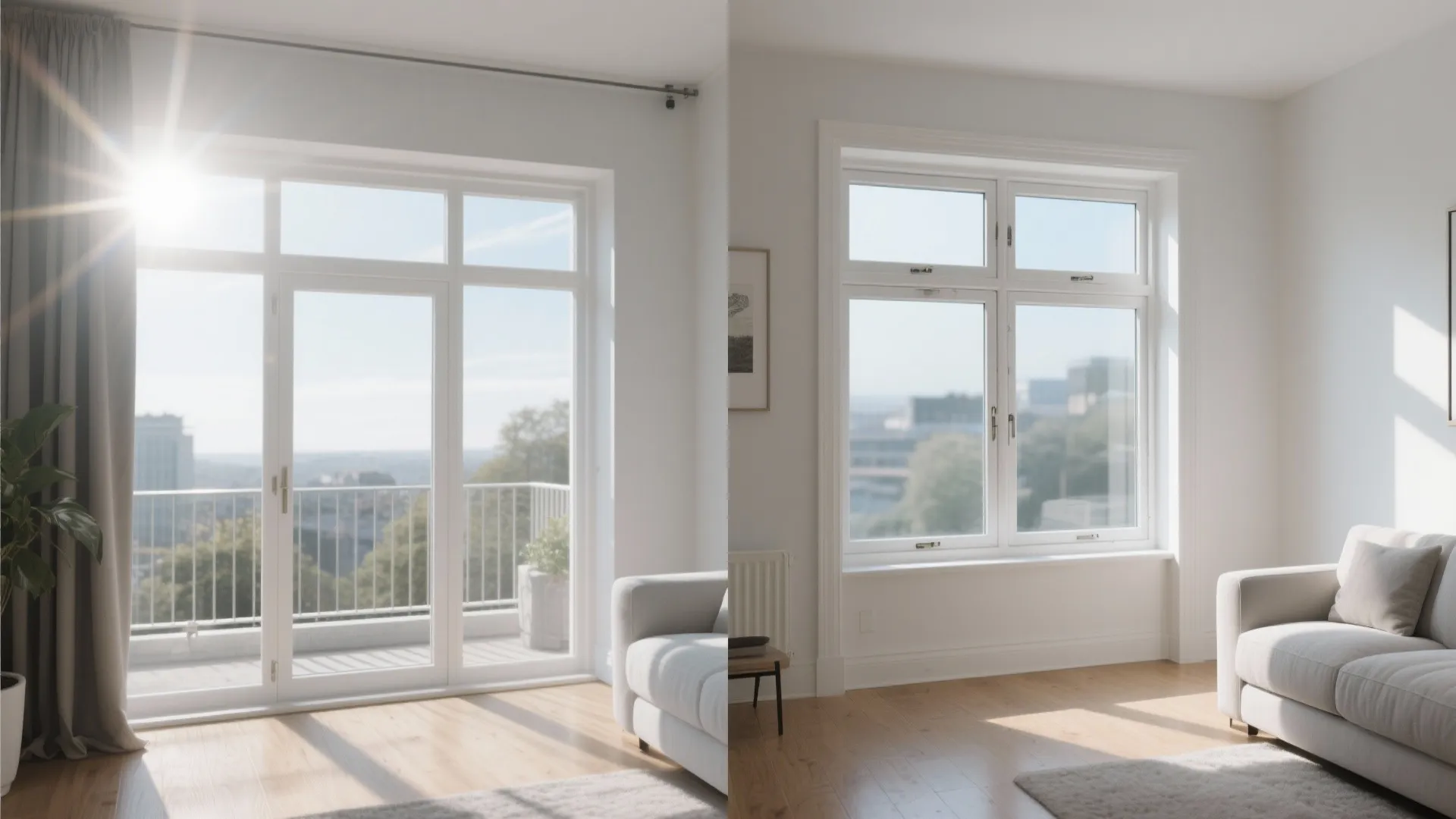 Low‑E double glazing to calm heat and glare