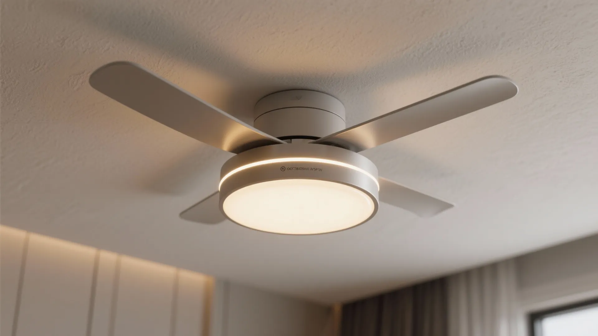1. Low-profile ceiling fans with integrated LED rings
