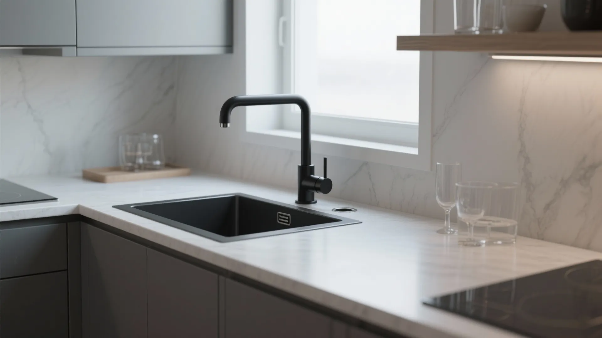 2. Low-Profile Modern Faucet with Side Spray