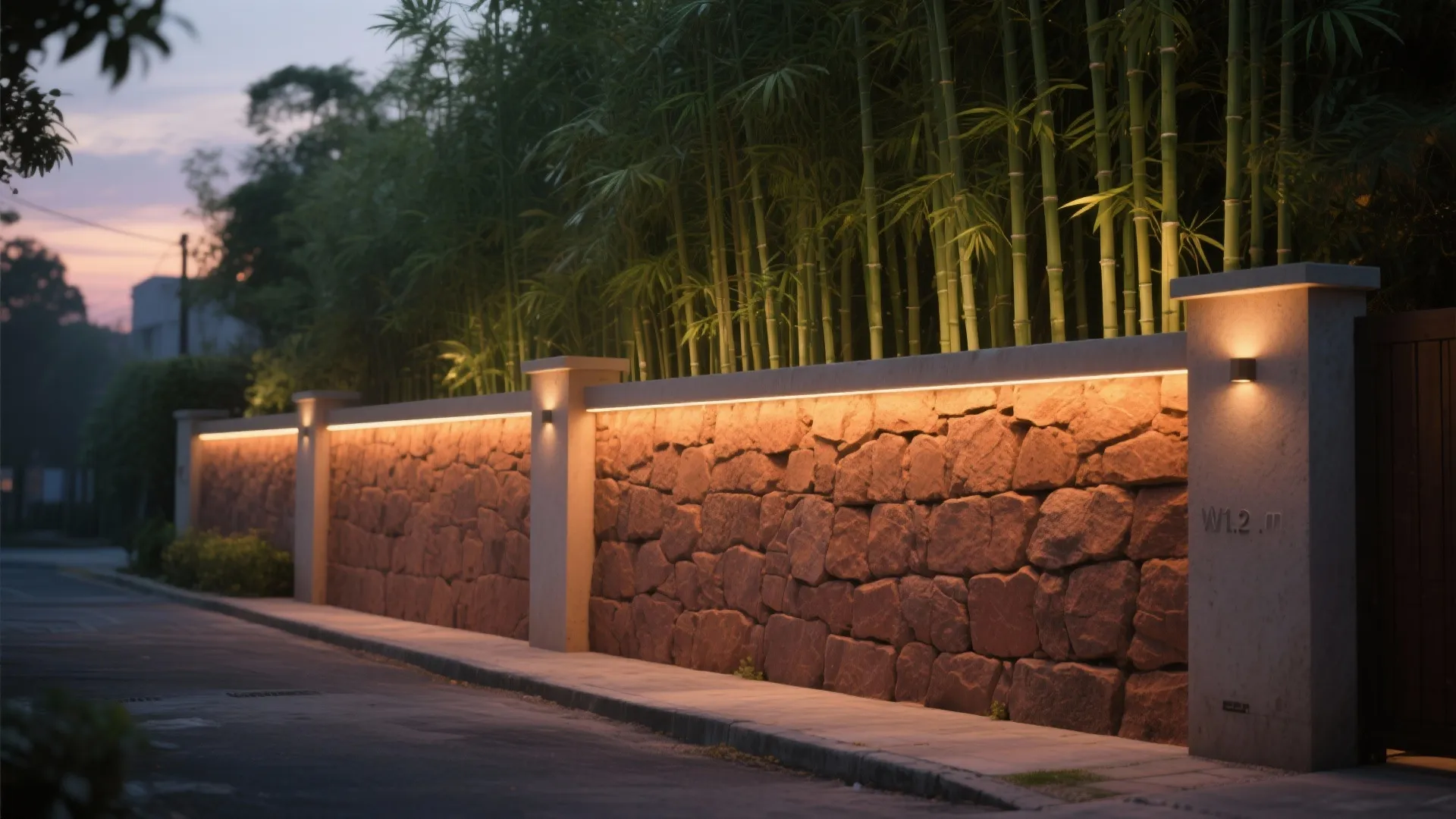 Low Height + Tall Planting and Night Lighting