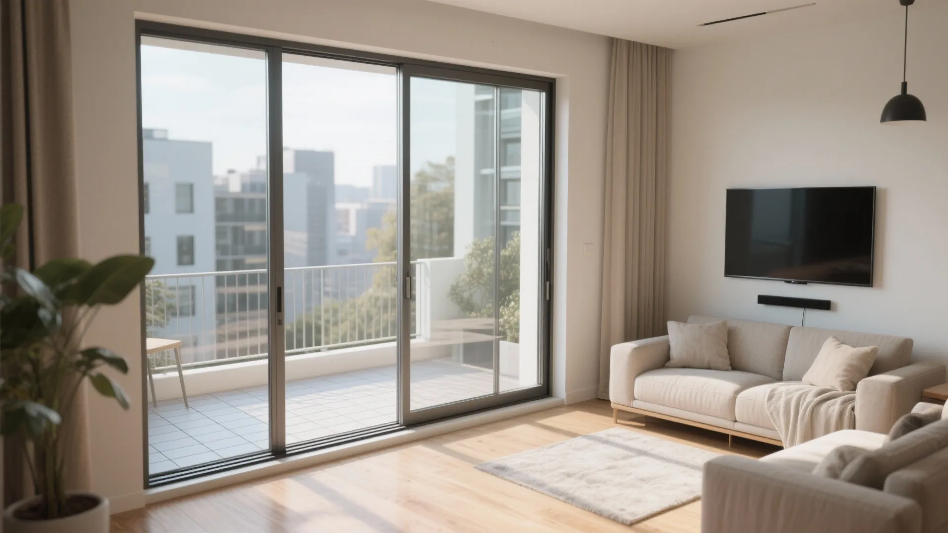 Seamless Living Room-to-Balcony Transition