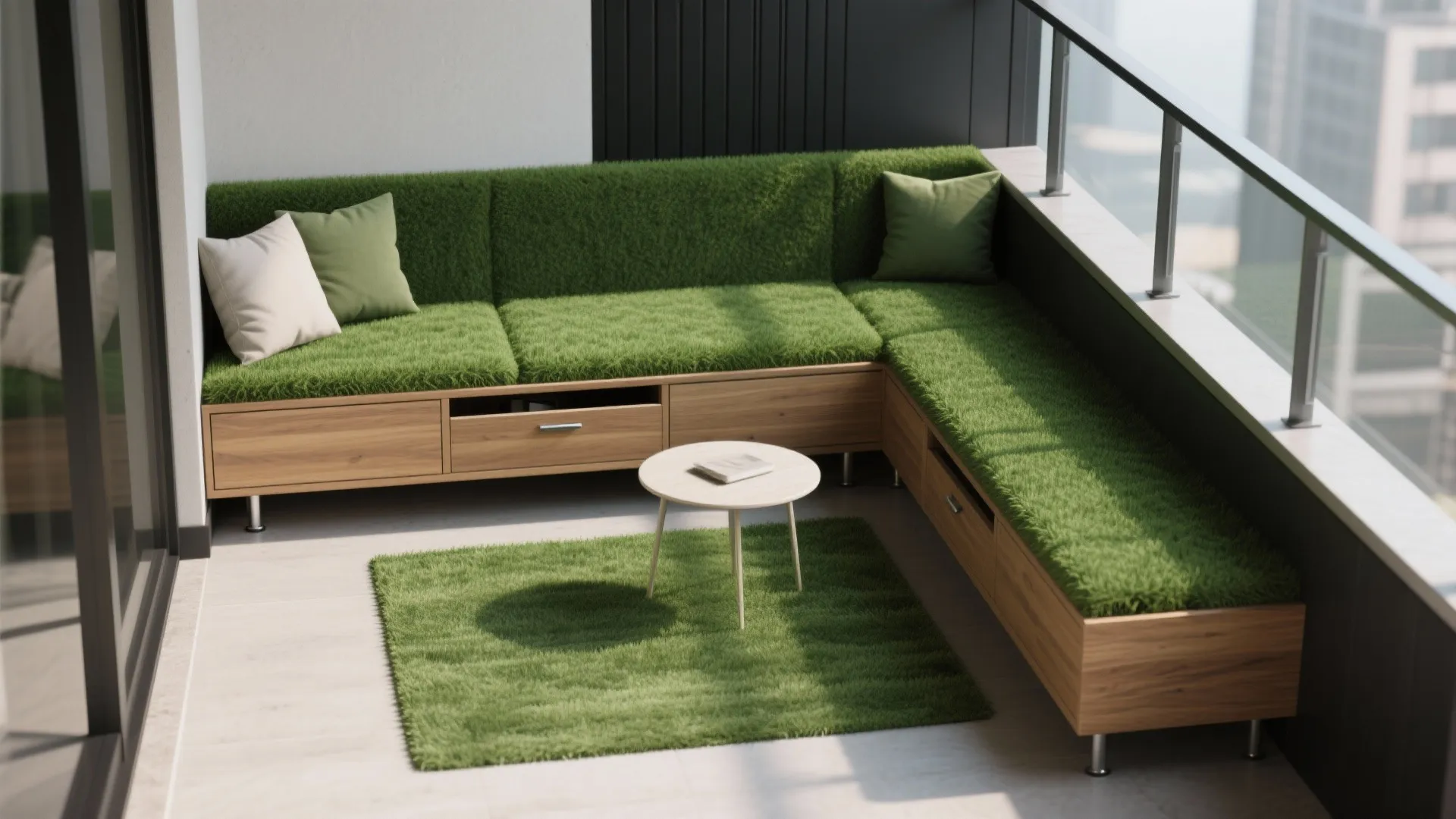 L-shaped seating with hidden storage