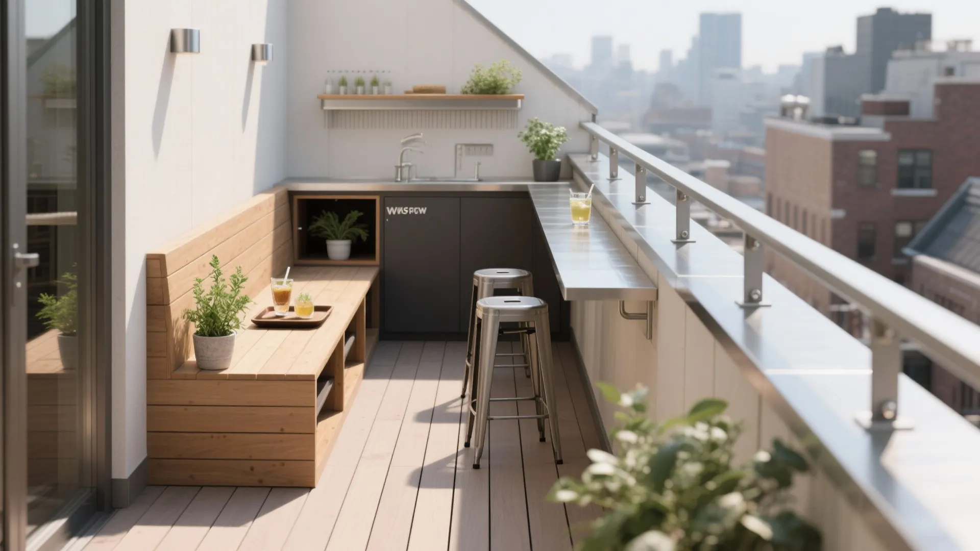 Modular L-Shape with a Slim Bar Ledge