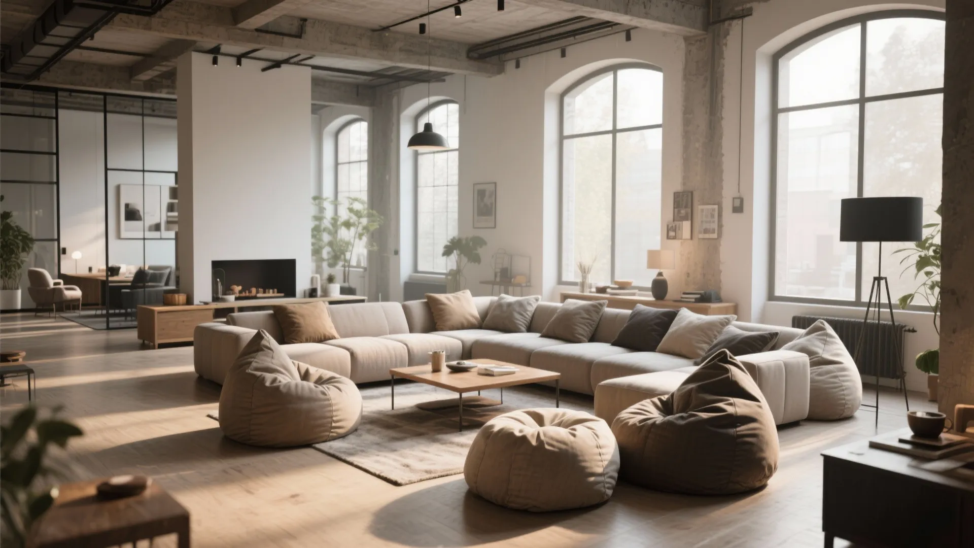 7. L-Shaped Bean Bag Arrangement