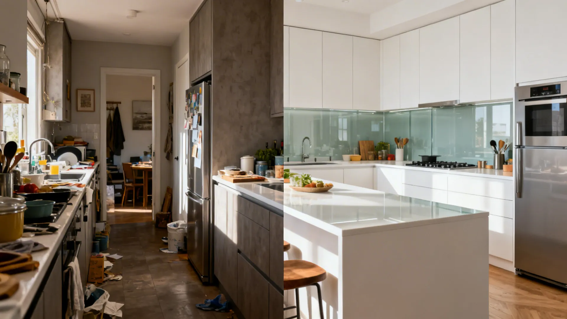 L-Shaped Compact Layout (Opens the Countertop)