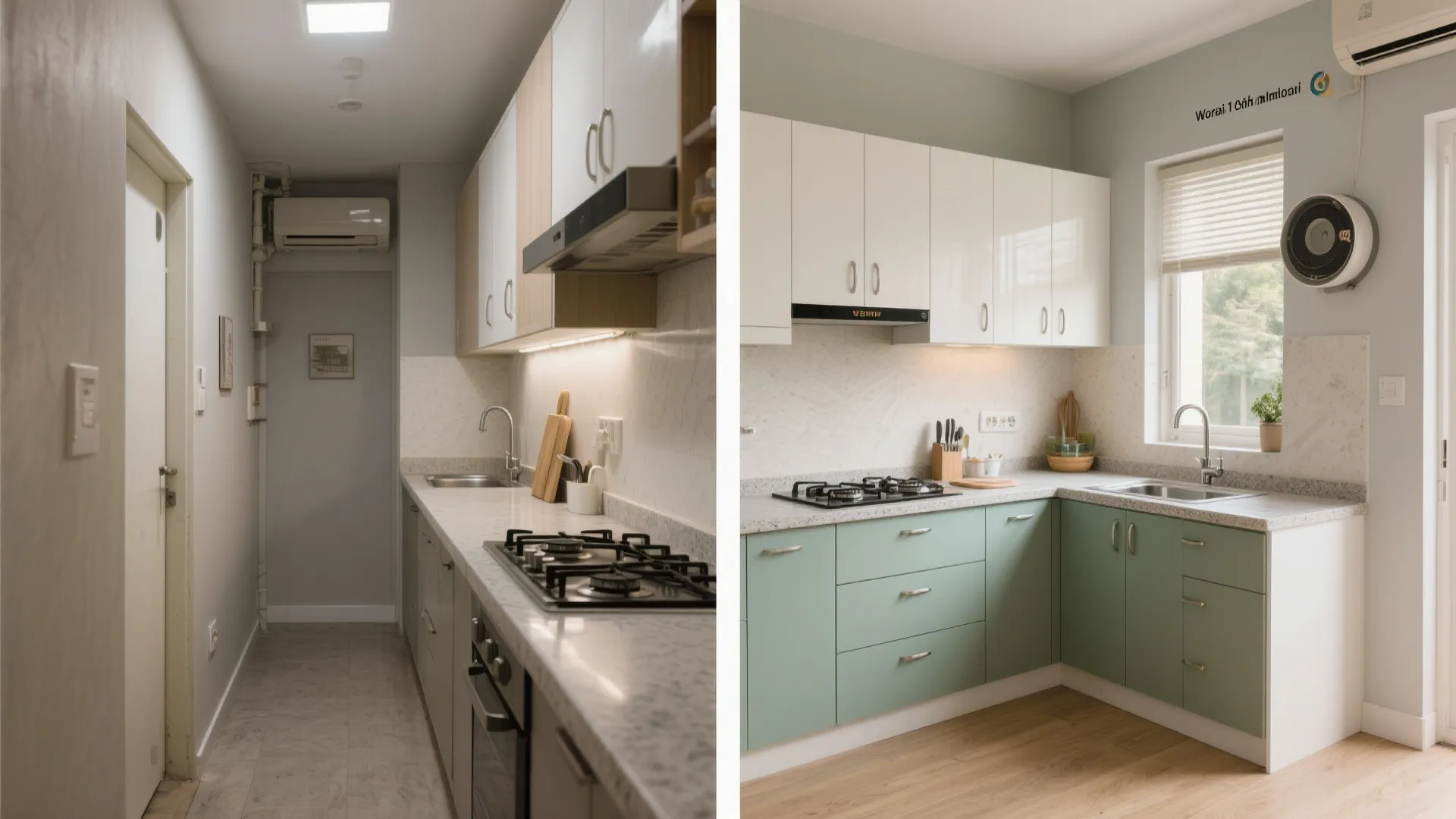 L-shaped micro-kitchen that unlocks prep space