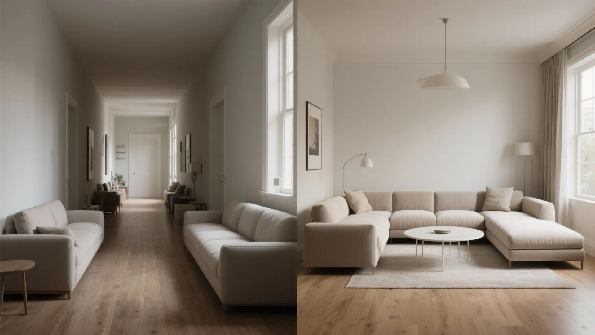 L-shaped seating for narrow rooms and weird corners