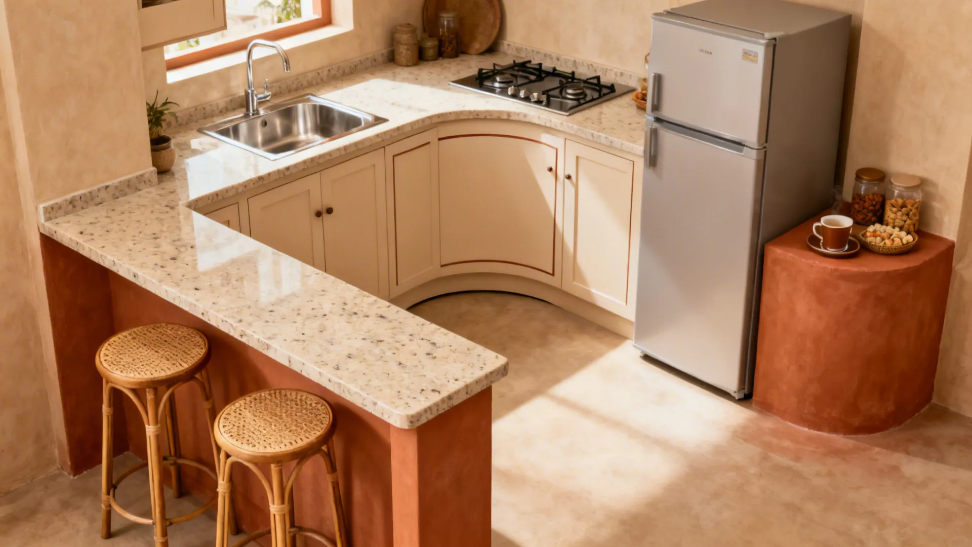 Space-Savvy L-Shape with Breakfast Ledge