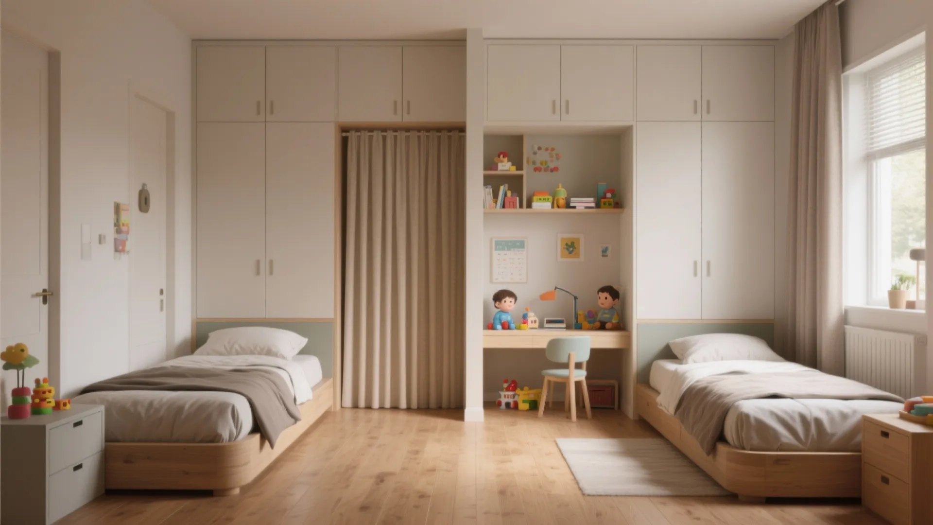 4. L-shaped layout with corner storage