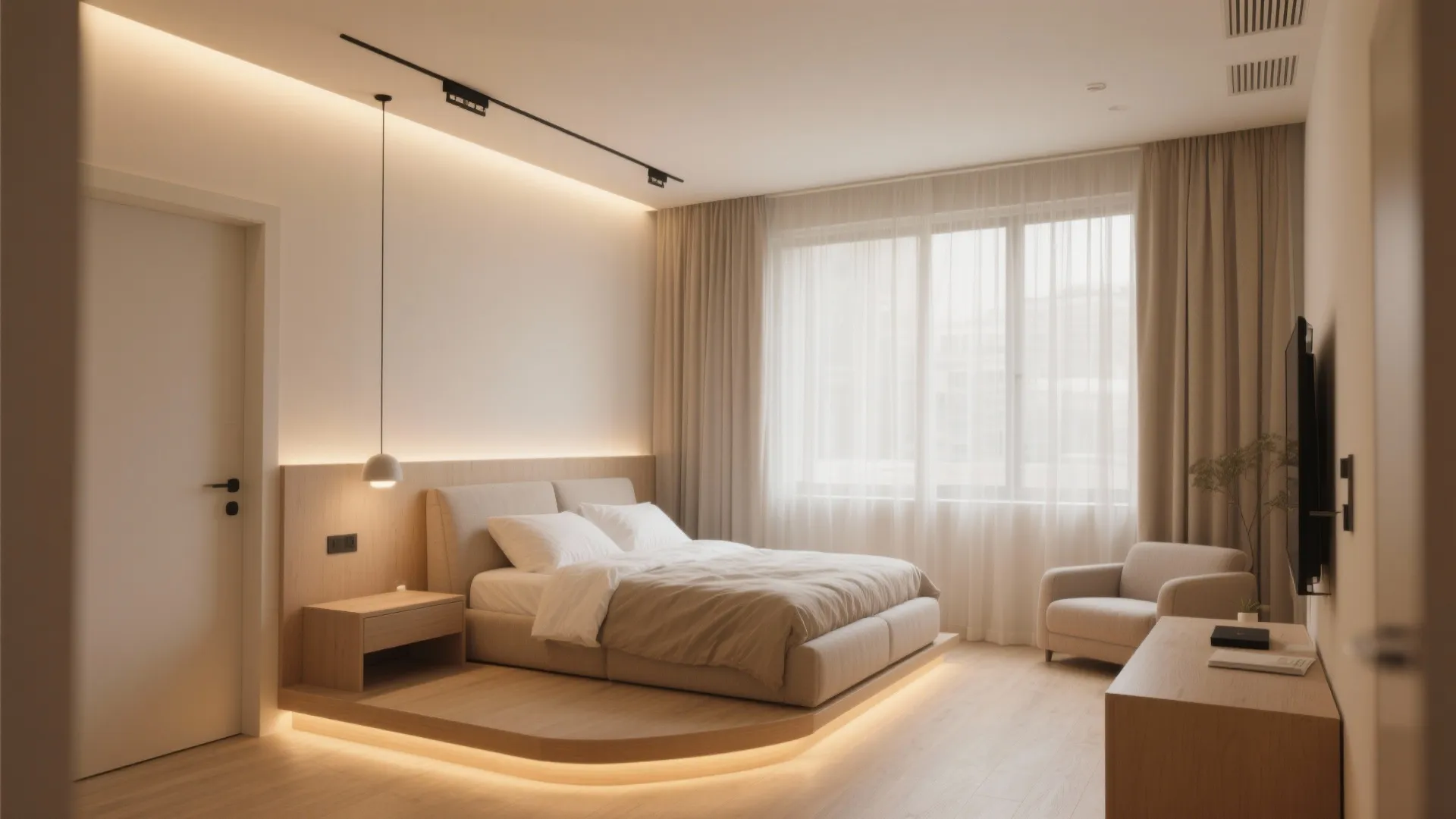 6. L-shaped Layout with Curtains