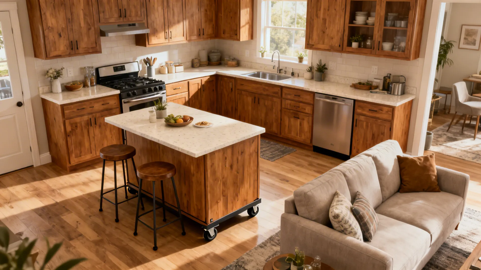 L-shaped core with an island that flexes