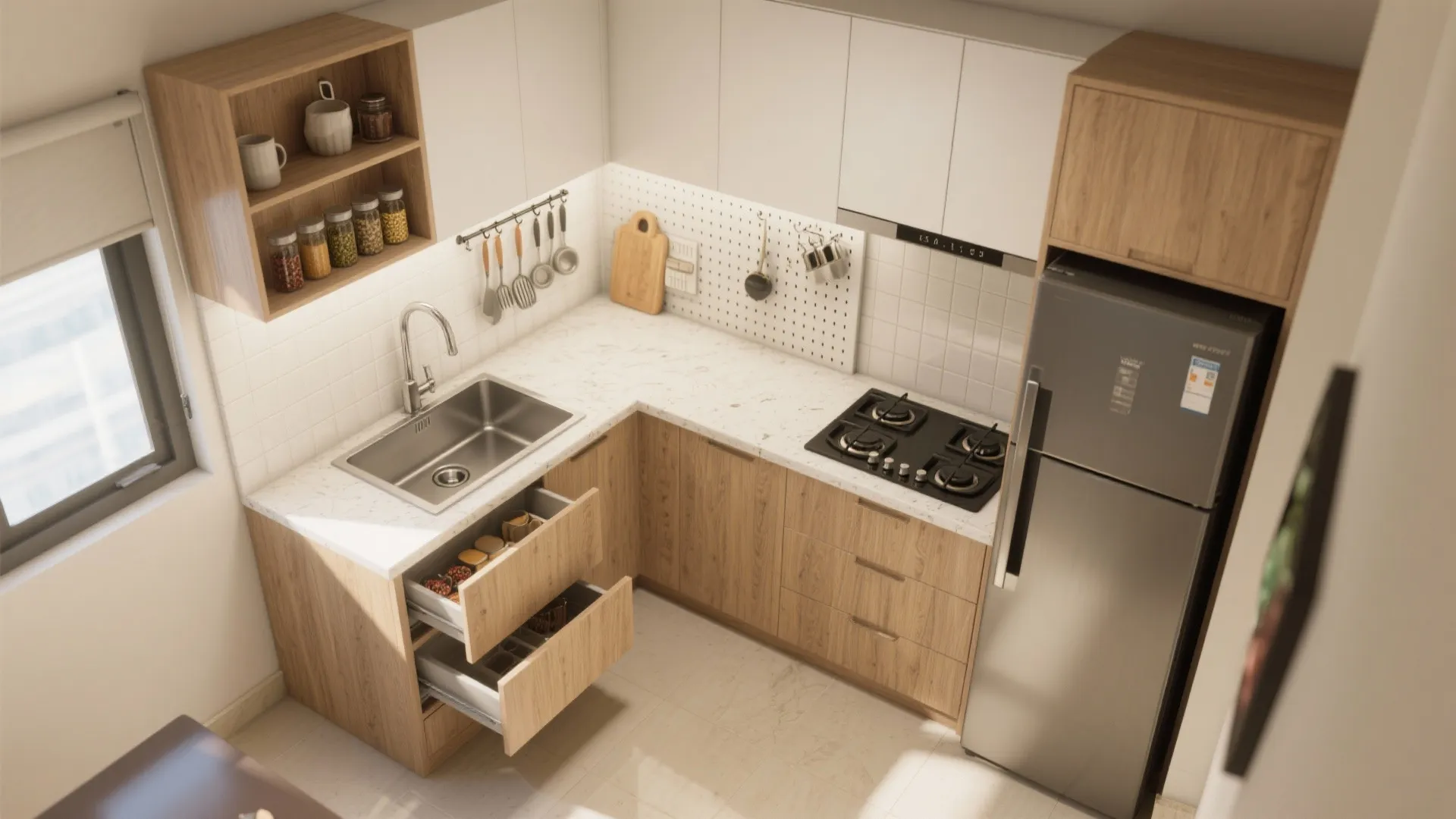 3) Smart Small Kitchen: One-Wall or Compact L-Shape