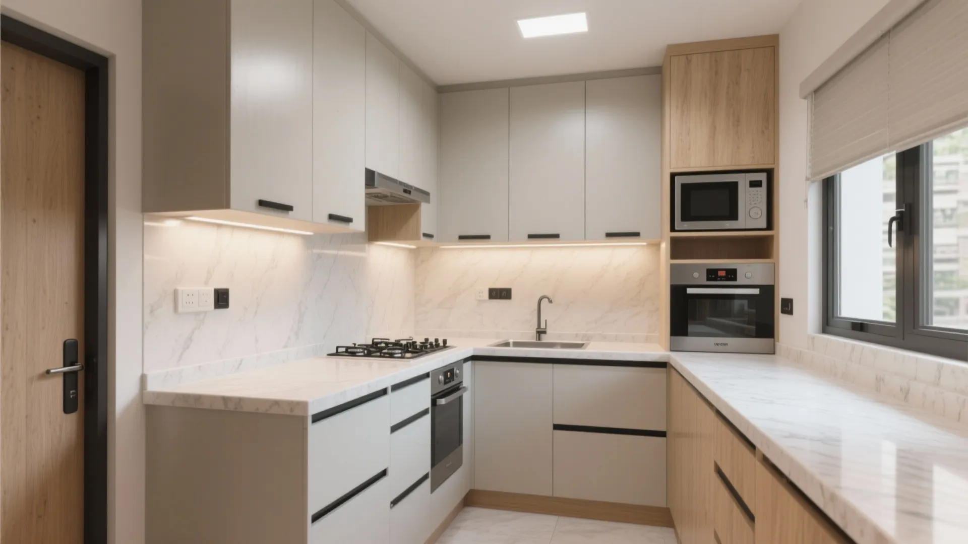 L-Shaped Small Kitchen Layout for Flow