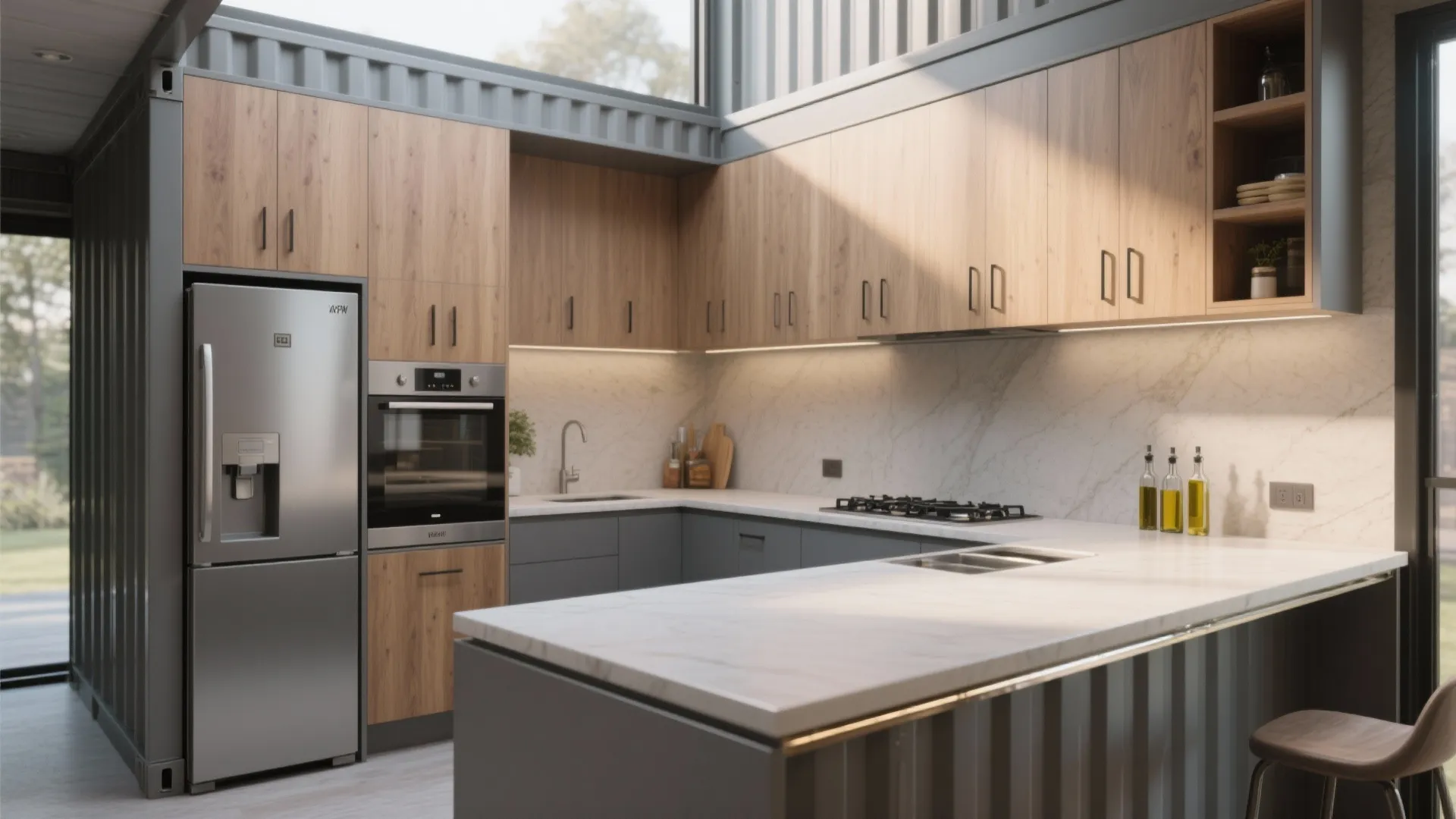 Chef-worthy galley or L-shaped kitchen in an 8-foot width