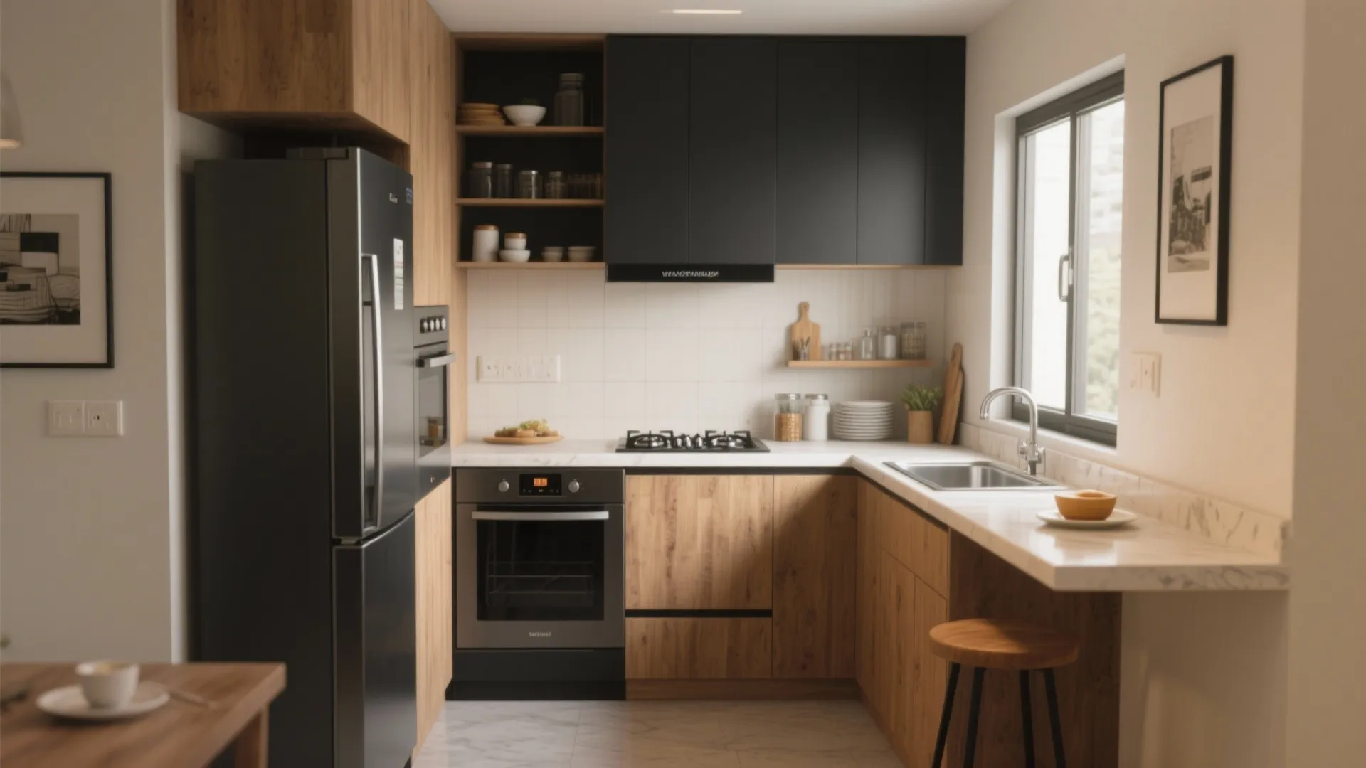 L-Shaped Kitchen Layout That Works Hard