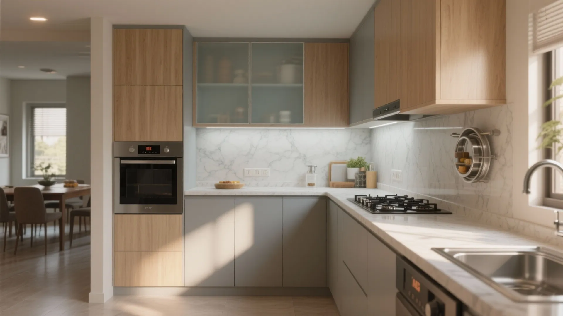 L-shaped layout that frees more counter and improves flow