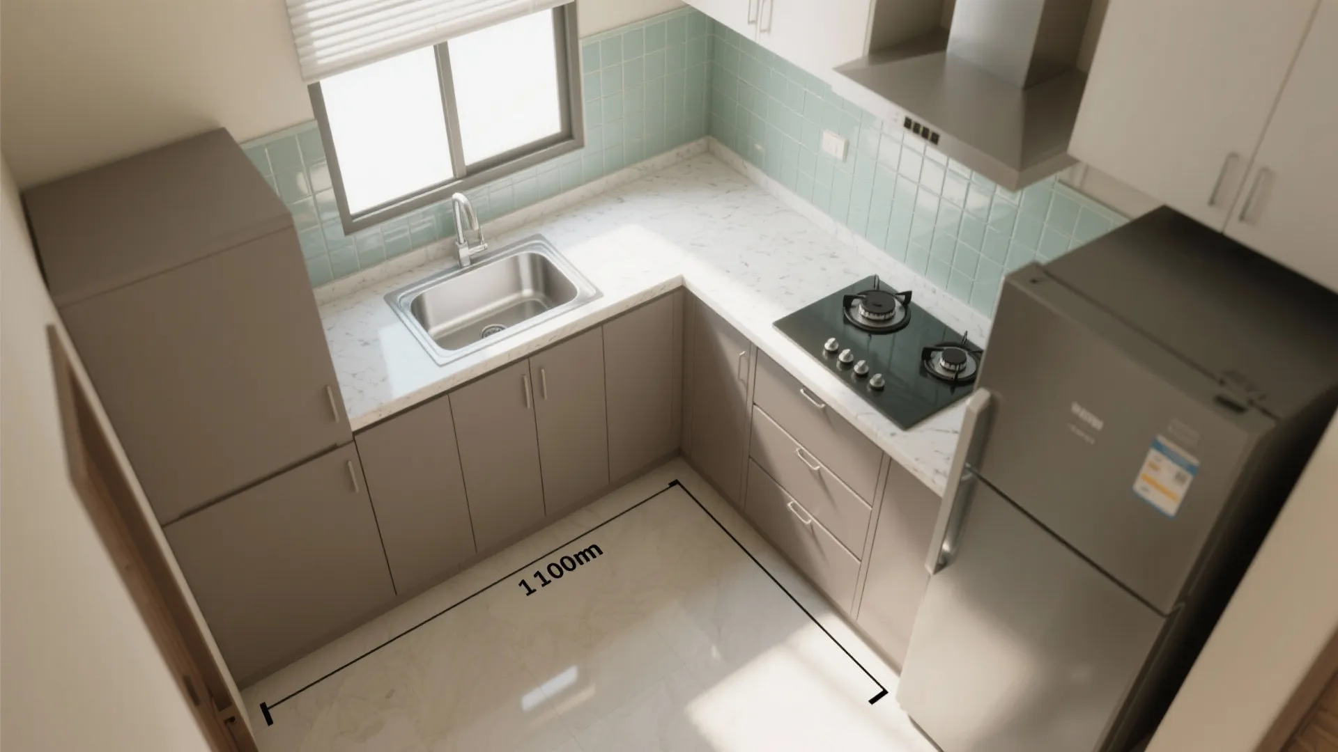 L-shaped kitchen that frees up prep surface