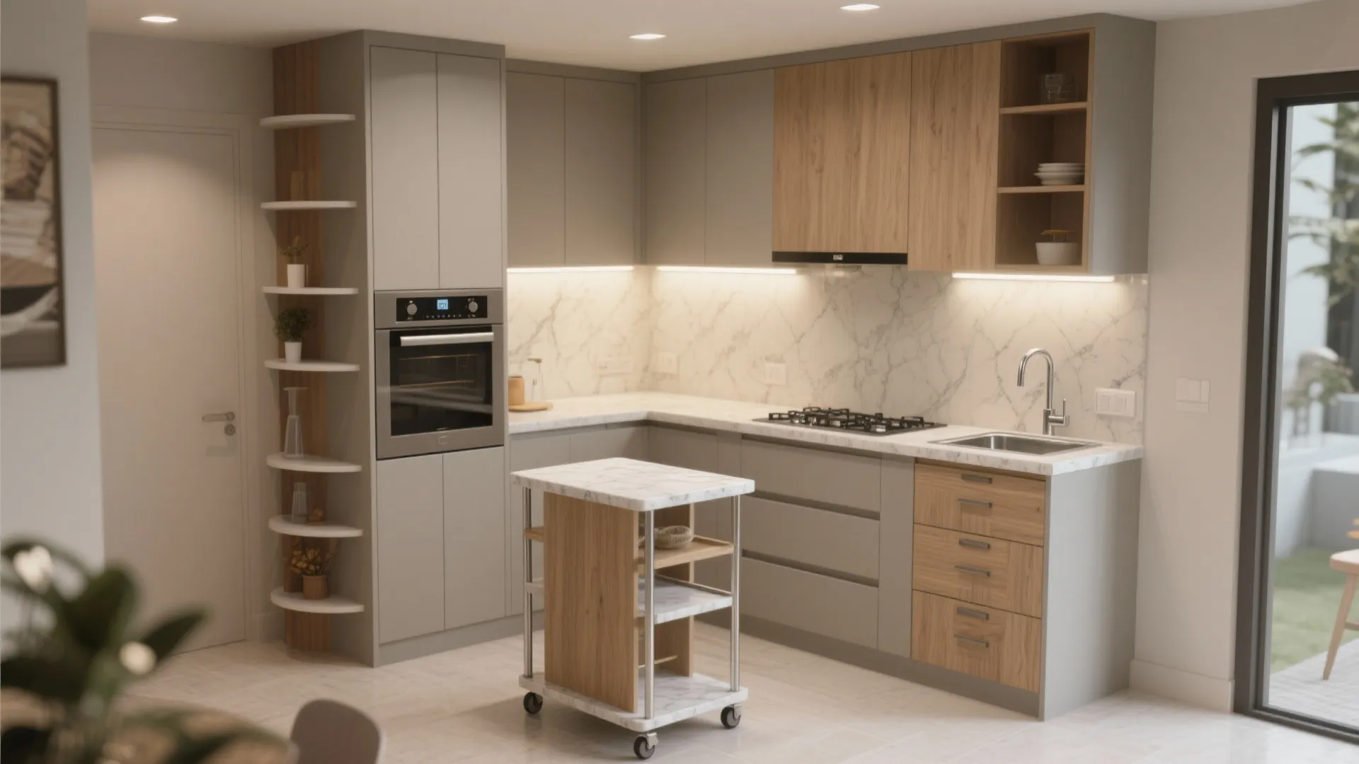 3) Compact Kitchen: L-Shape or Parallel with a Smart Prep Triangle