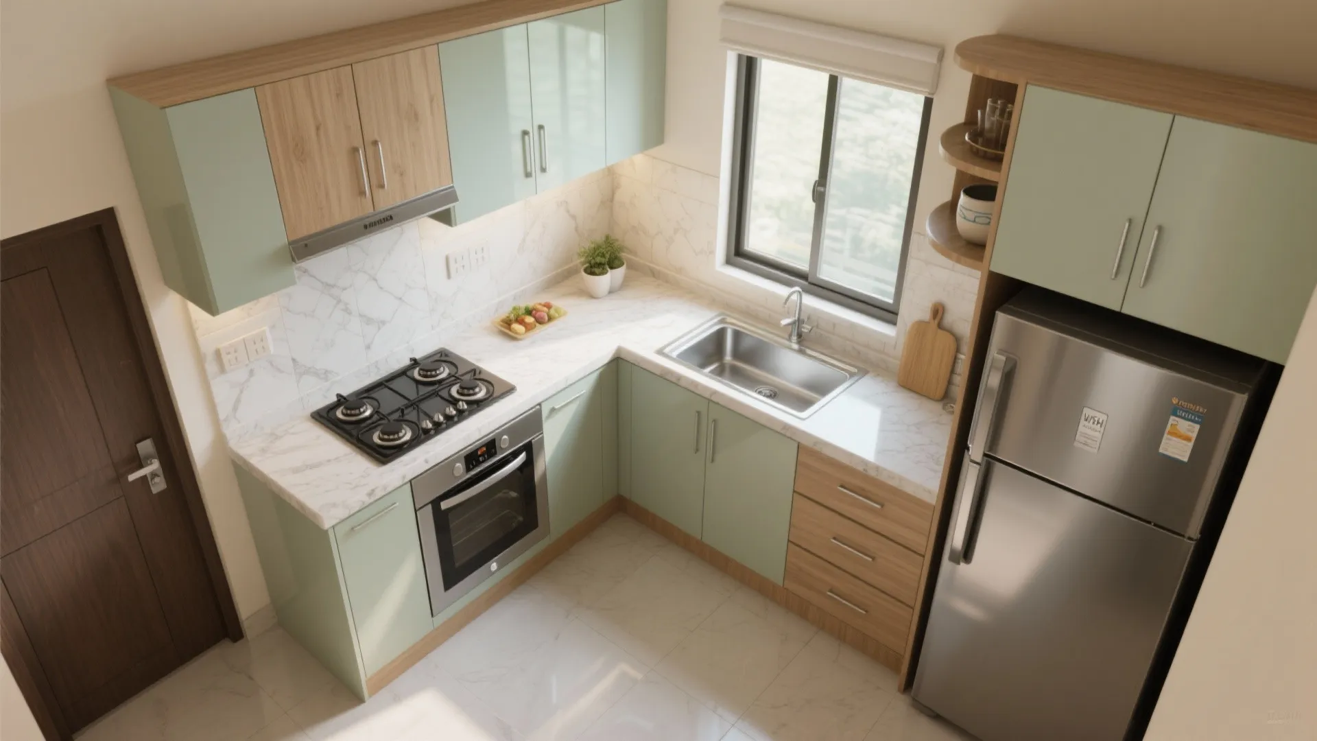 L-Shaped Small Kitchen Layout That Works in 2 BHKs