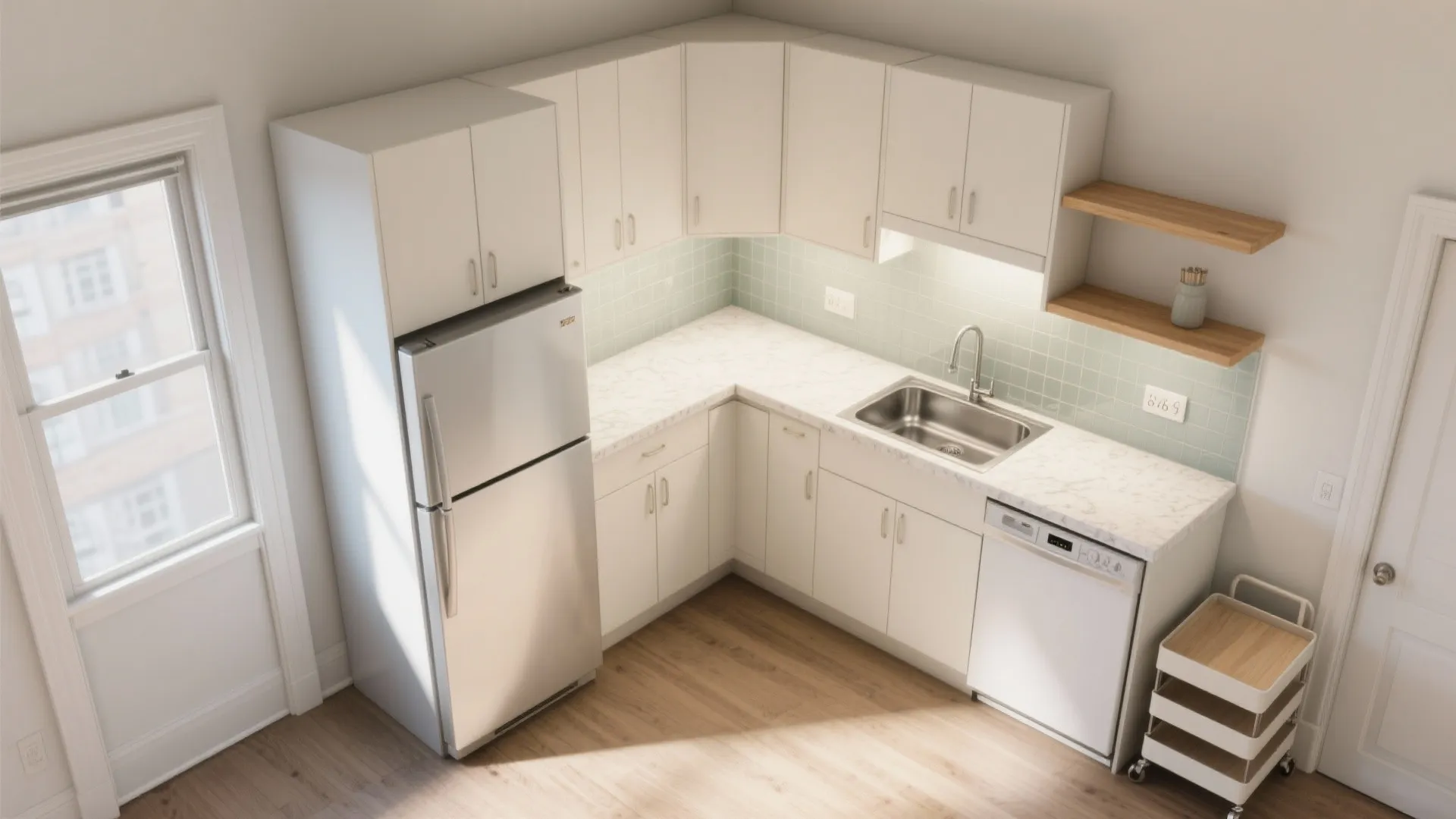 L-shaped small kitchen layout
