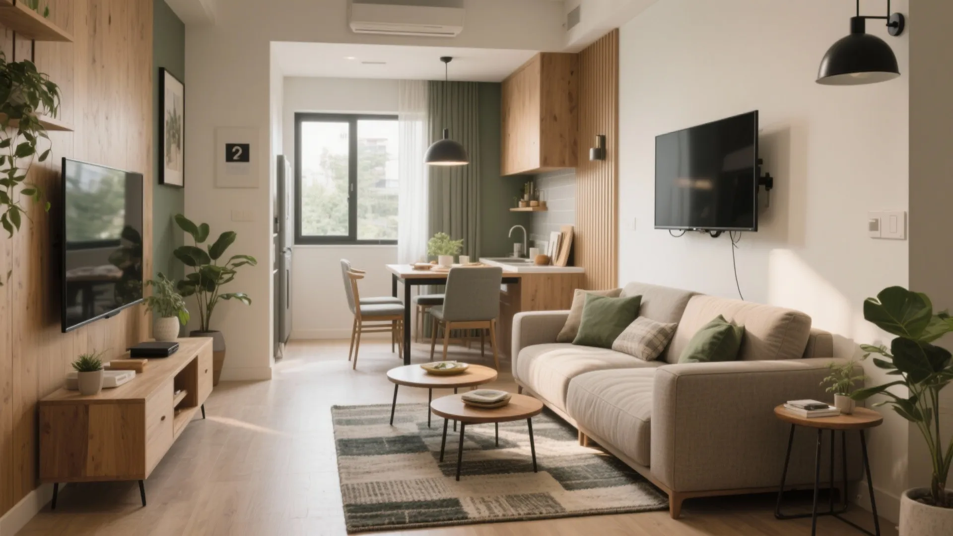 L-shaped living–dining flow that maximizes seating