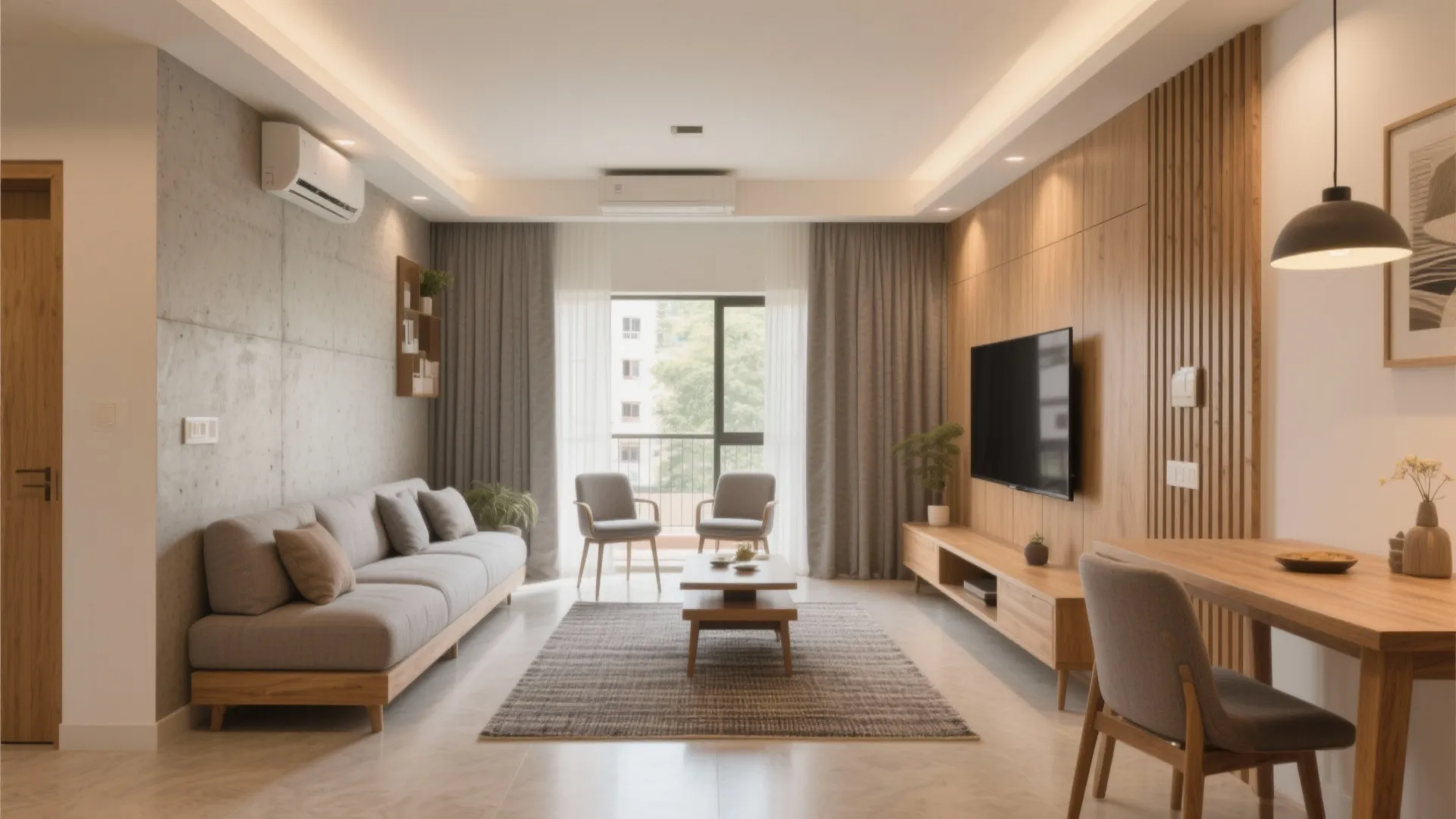 Open, L-shaped living–dining that feels bigger