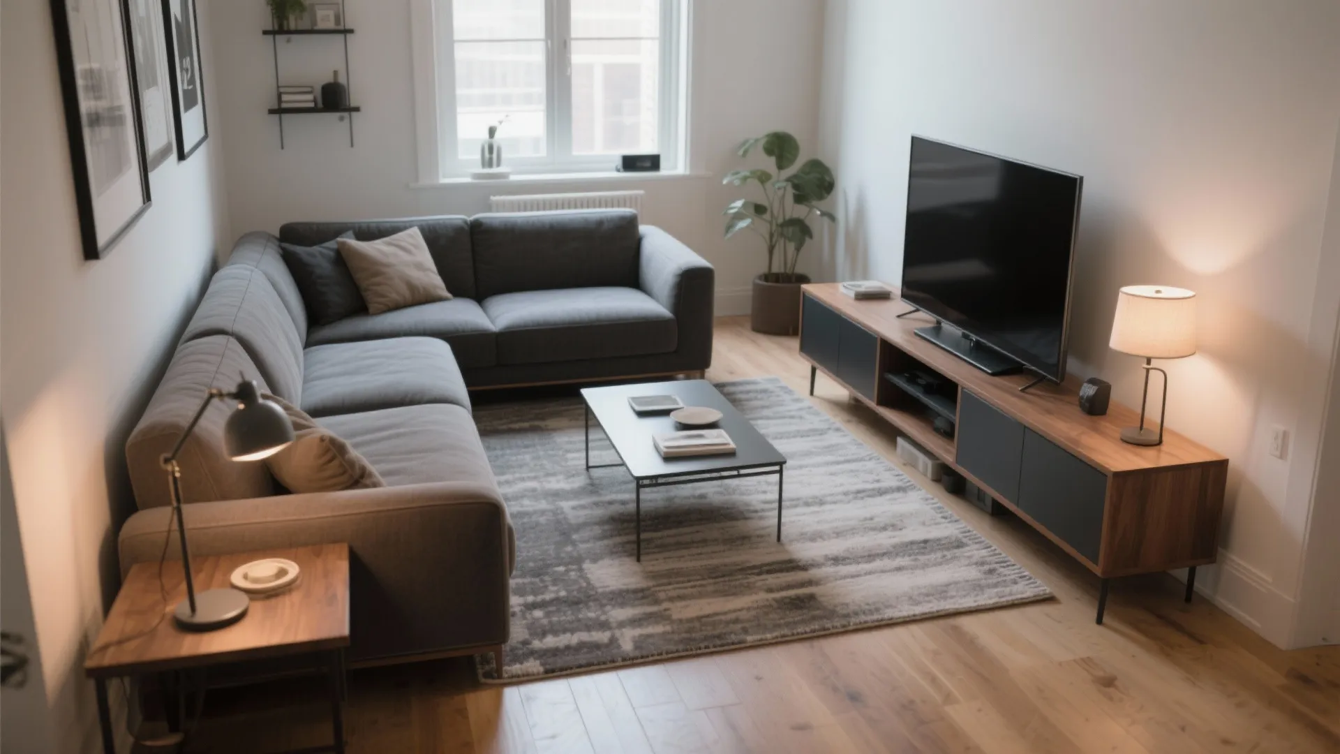 L-shaped mix: one sofa plus a compact loveseat