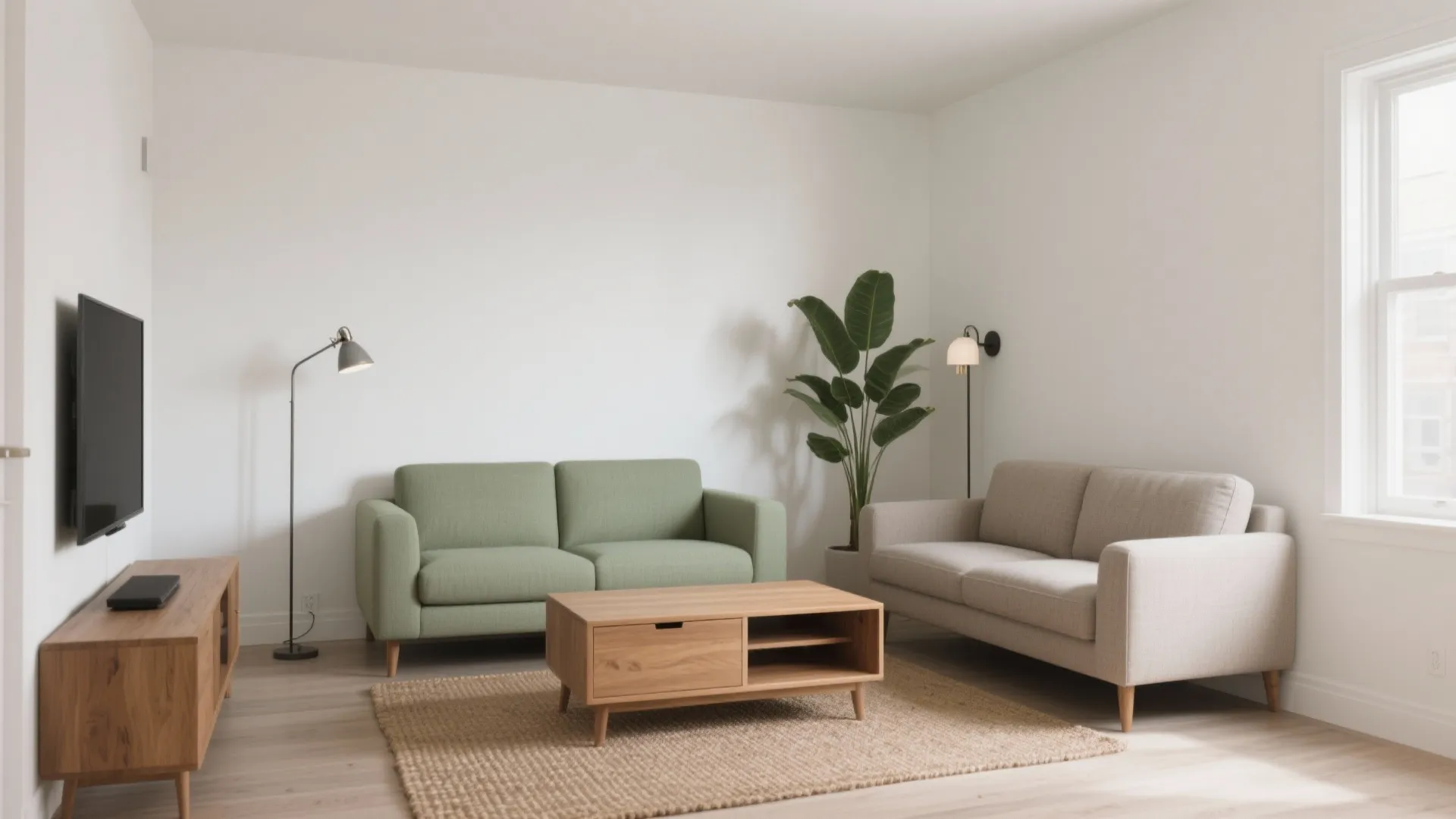 L-Shape: One Loveseat + One Sofa Along Two Walls