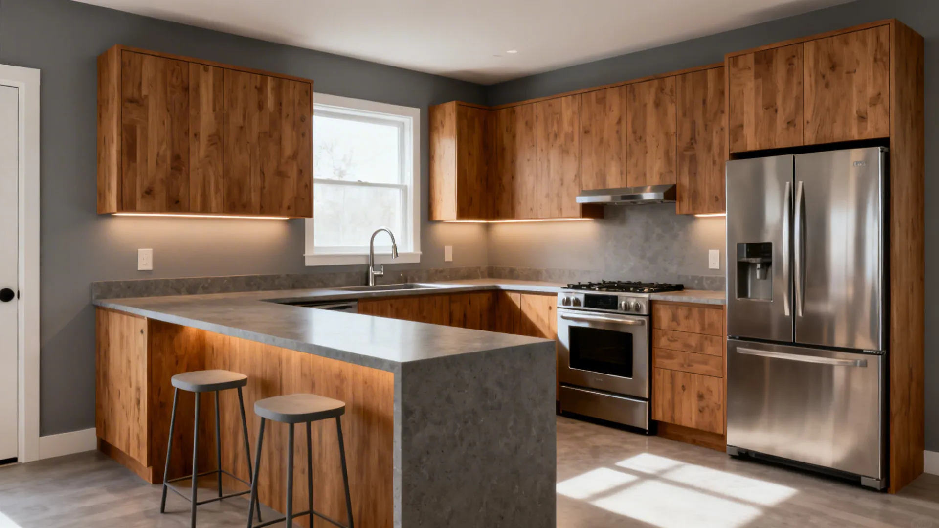 Idea 3: L‑Shape + Compact Peninsula Breakfast Bar